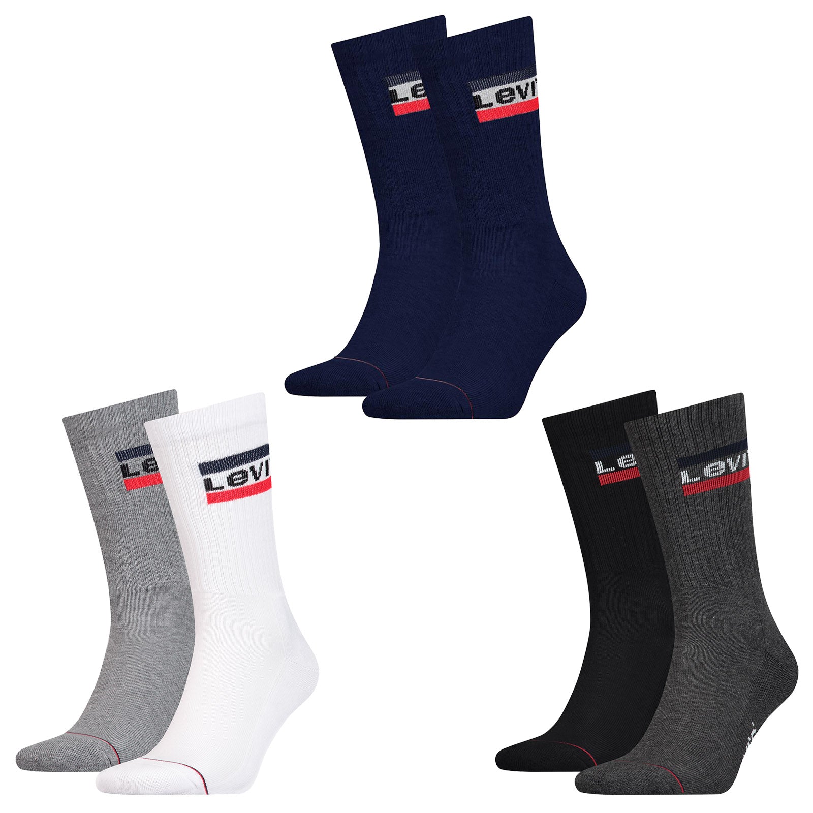 Levi's Unisex Sportsocken, Vorteilspack - Regular Cut SPRTWR, Logo, einfarbig
