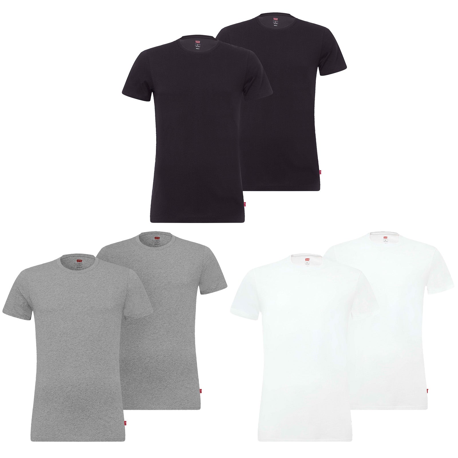 Levi's Herren T-Shirts, Vorteilspack - Rundhals, Kurzarm, einfarbig
