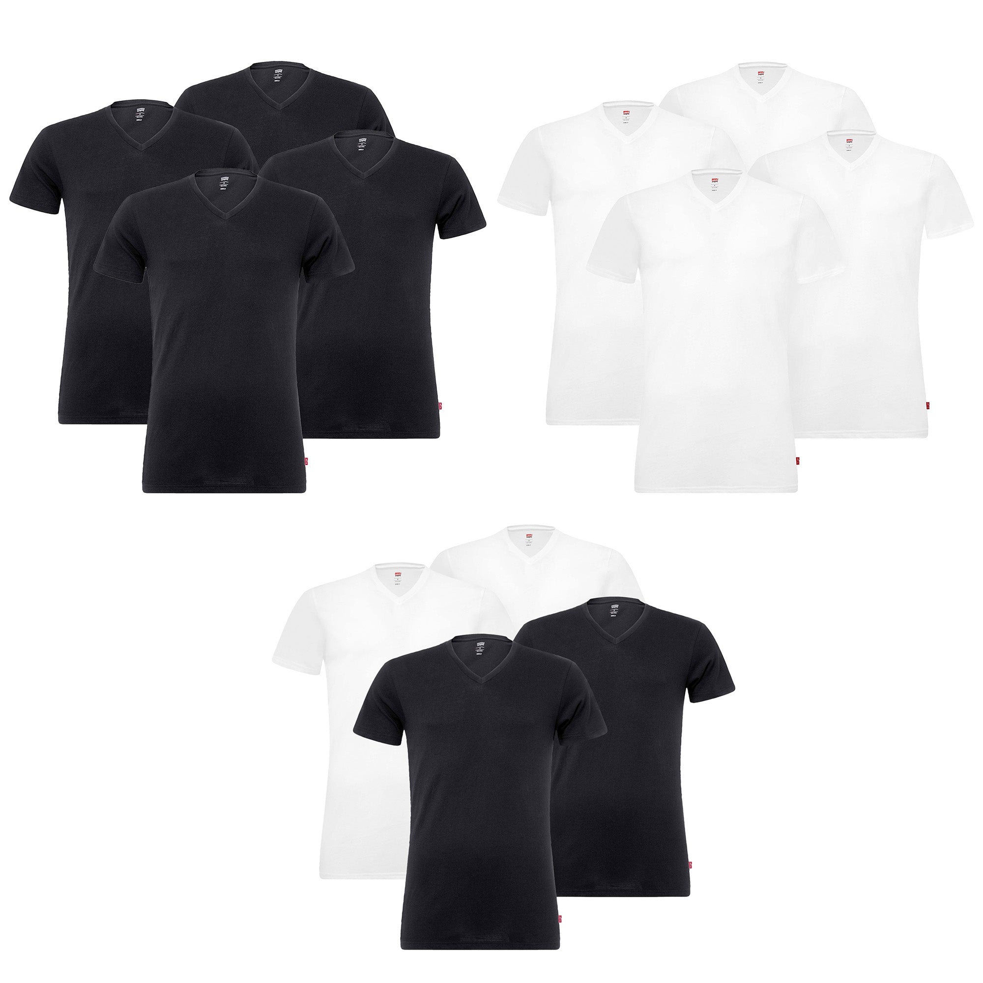 Levi's Herren T-Shirts, 4er Pack - V-Ausschnitt, Kurzarm, einfarbig