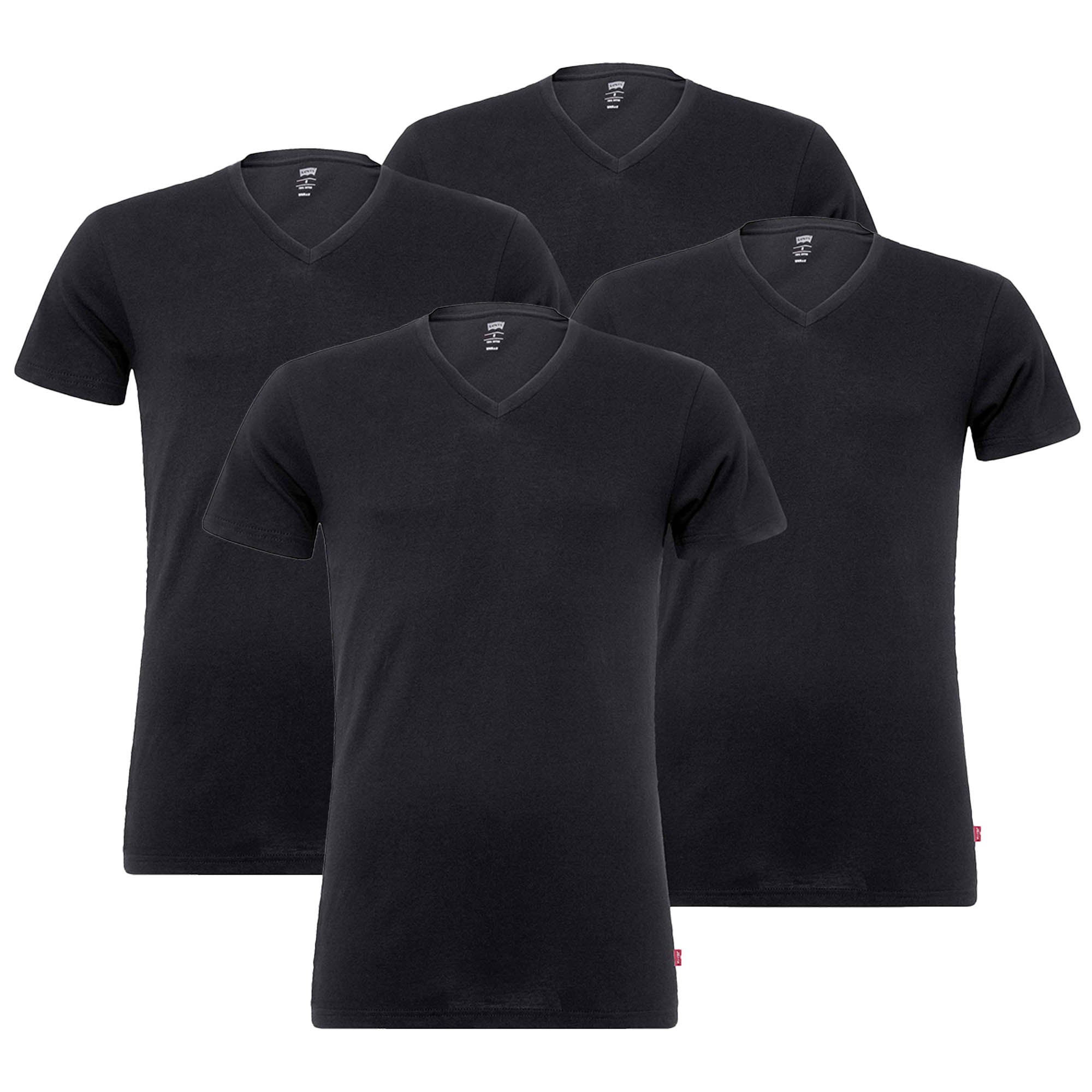 Levi's Herren T-Shirts, 4er Pack - V-Ausschnitt, Kurzarm, einfarbig