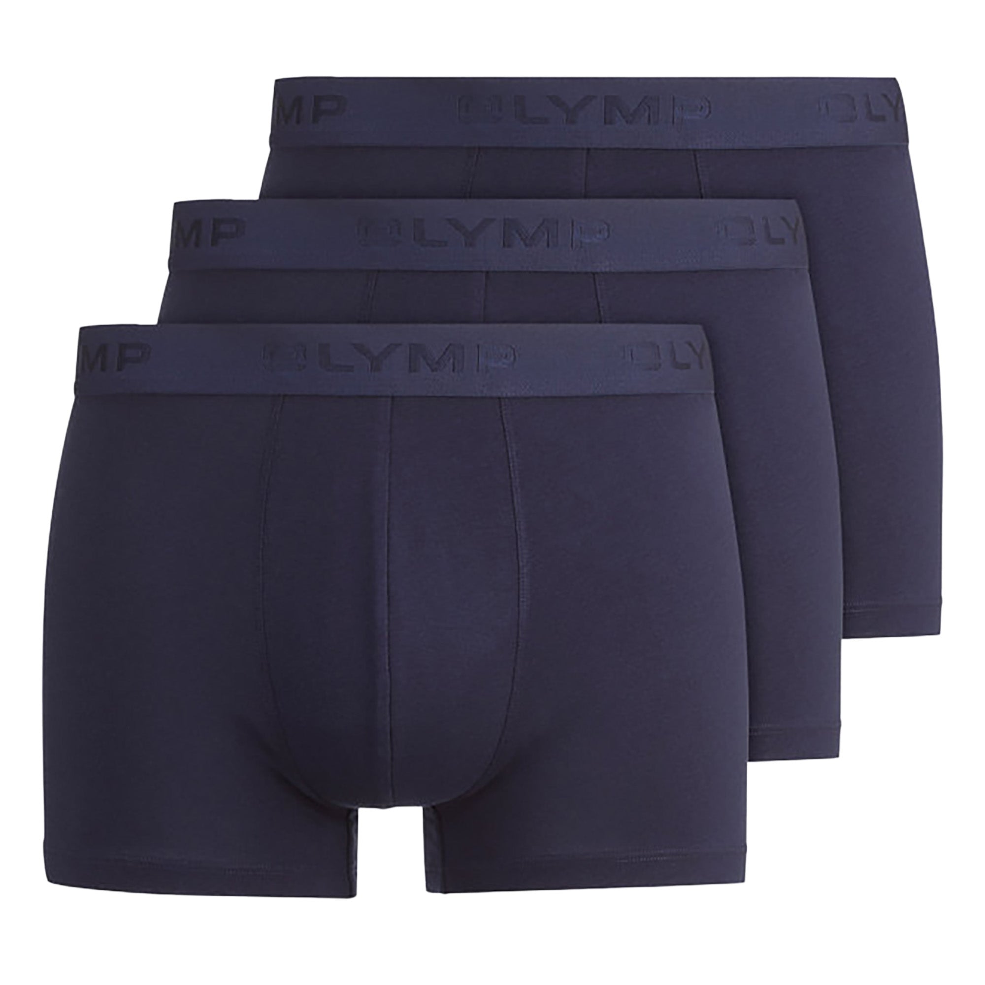 OLYMP Herren Boxershorts, 3er Pack - Trunks, Cotton Stretch, Logo, einfarbig
