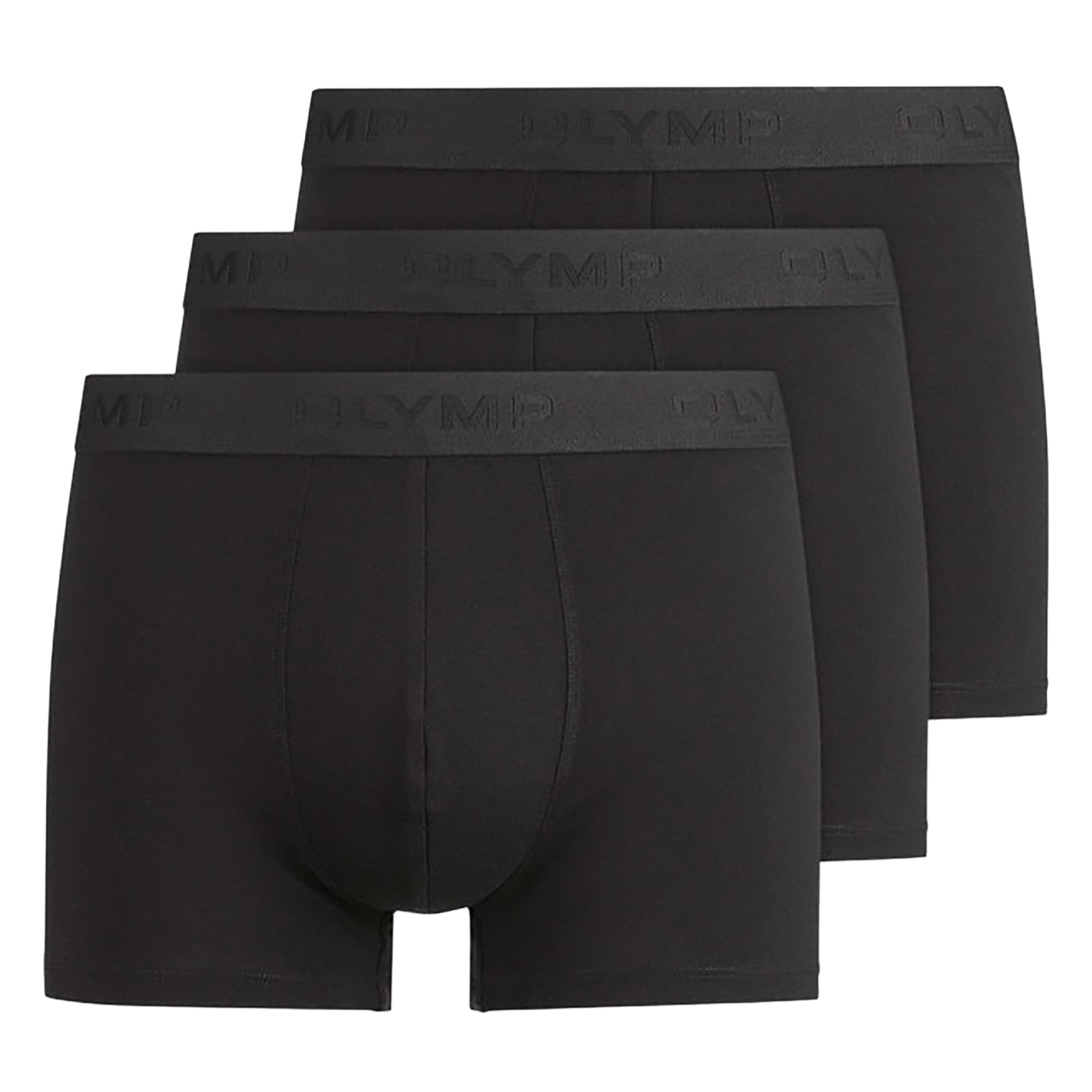 OLYMP Herren Boxershorts, 3er Pack - Trunks, Cotton Stretch, Logo, einfarbig