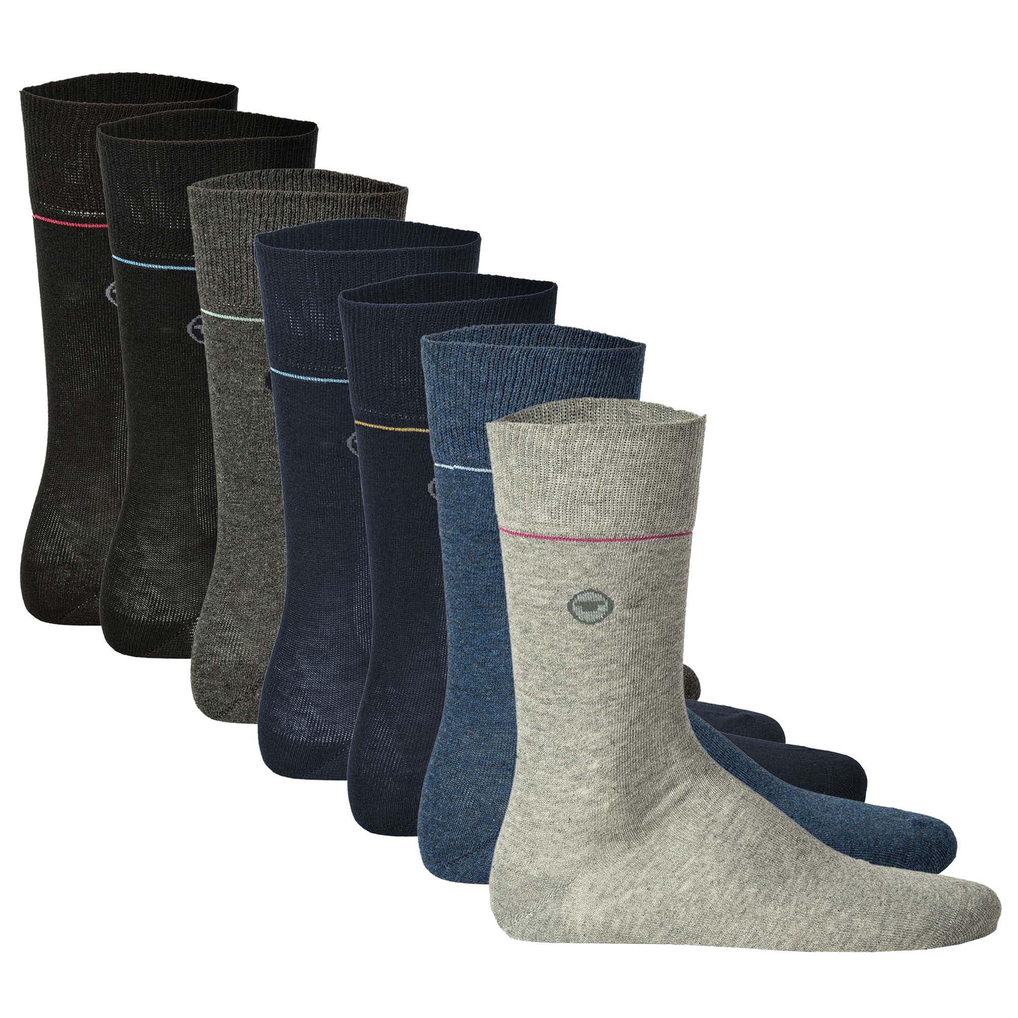 TOM TAILOR men's socks, 7-pack - 7-Days Box, gift box, stripes, small print