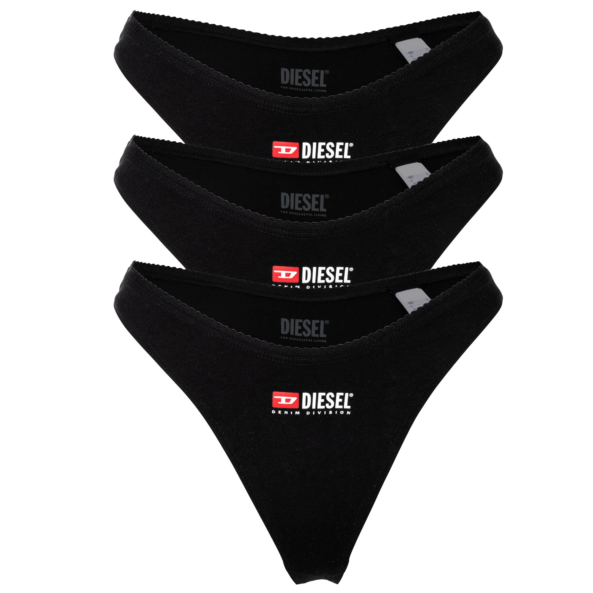 DIESEL Damen Tanga, 3er Pack - PUNCHY-D-CORE, Cotton Stretch, Logo