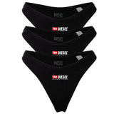 DIESEL Damen Tanga, 3er Pack - PUNCHY-D-CORE, Cotton Stretch, Logo