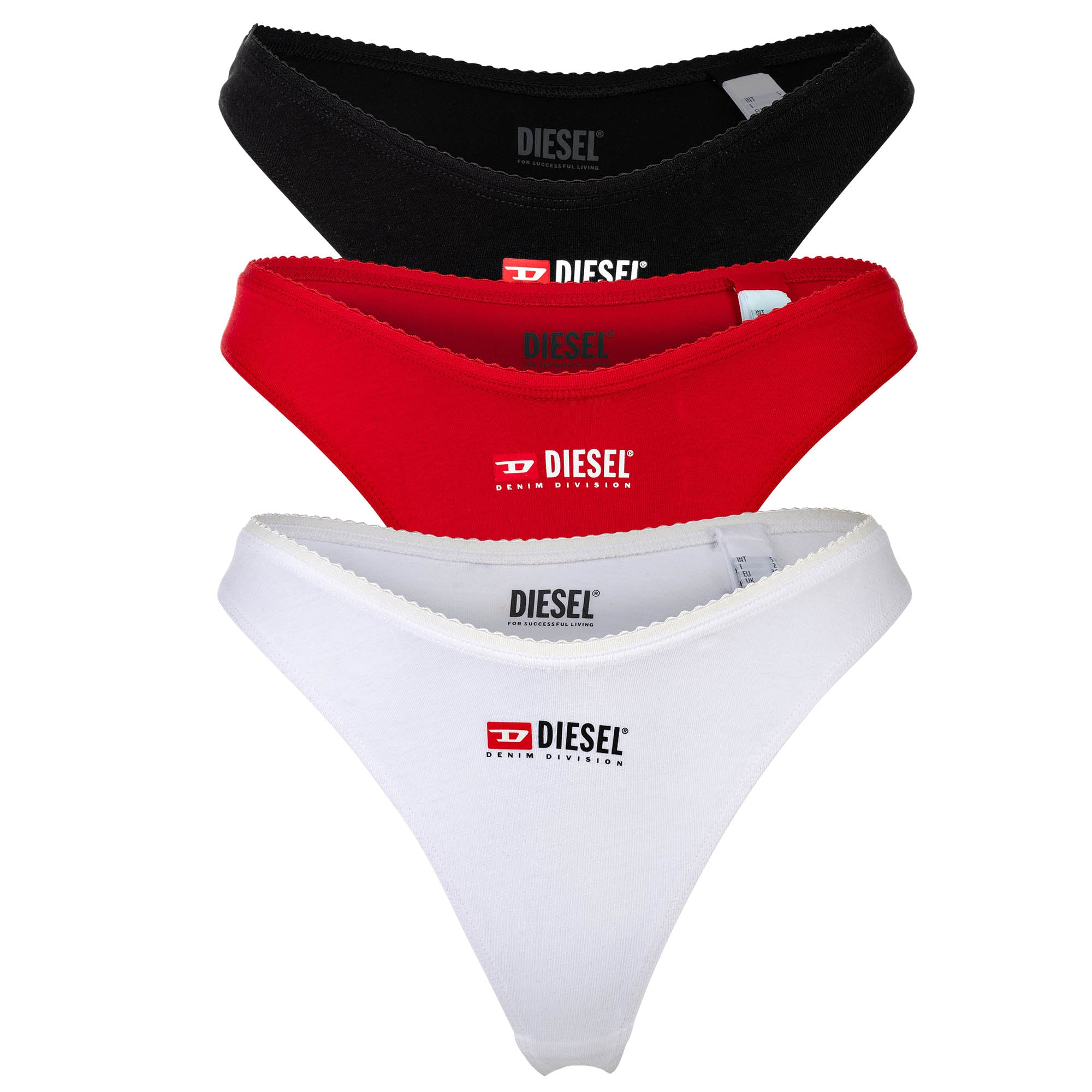 DIESEL women's tanga, 3-pack - PUNCHY-D-CORE, cotton stretch, logo