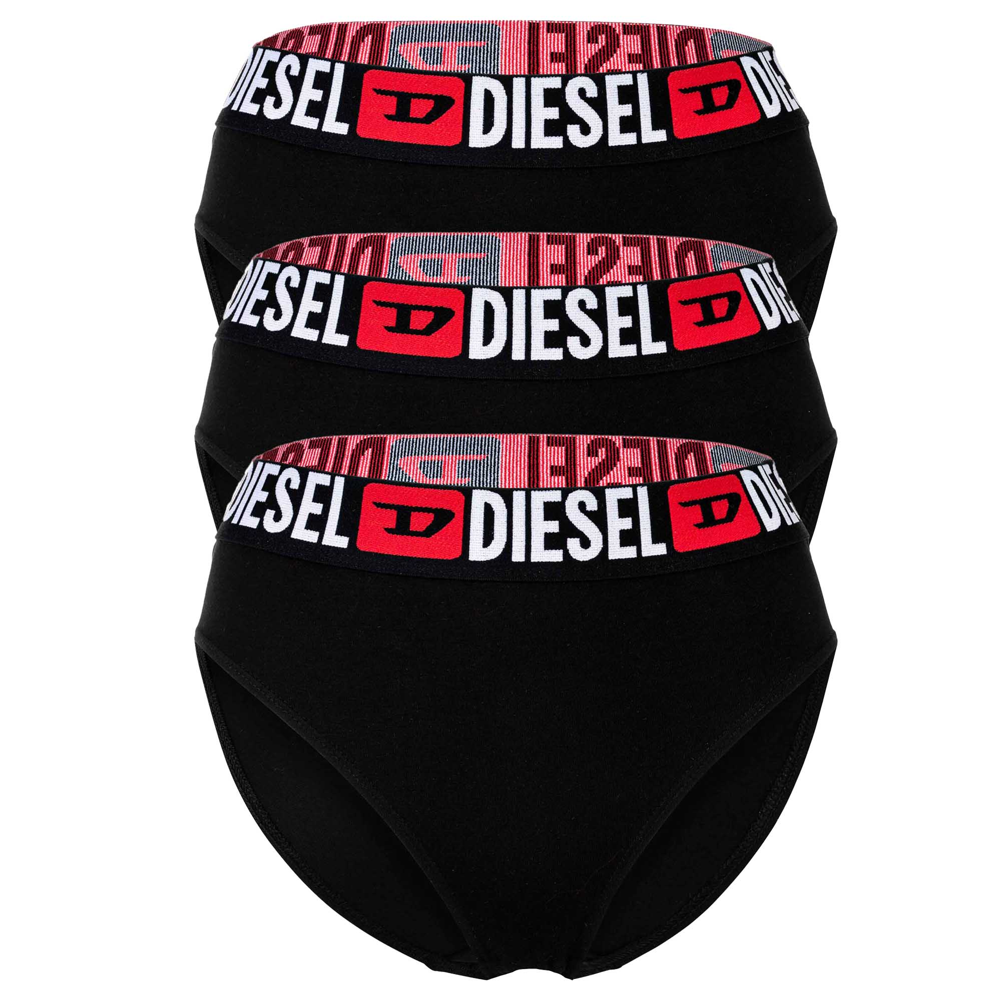 DIESEL Damen Highwaist-Slips, 3er Pack - SAM-D-CORE, Cotton Stretch, Logobund