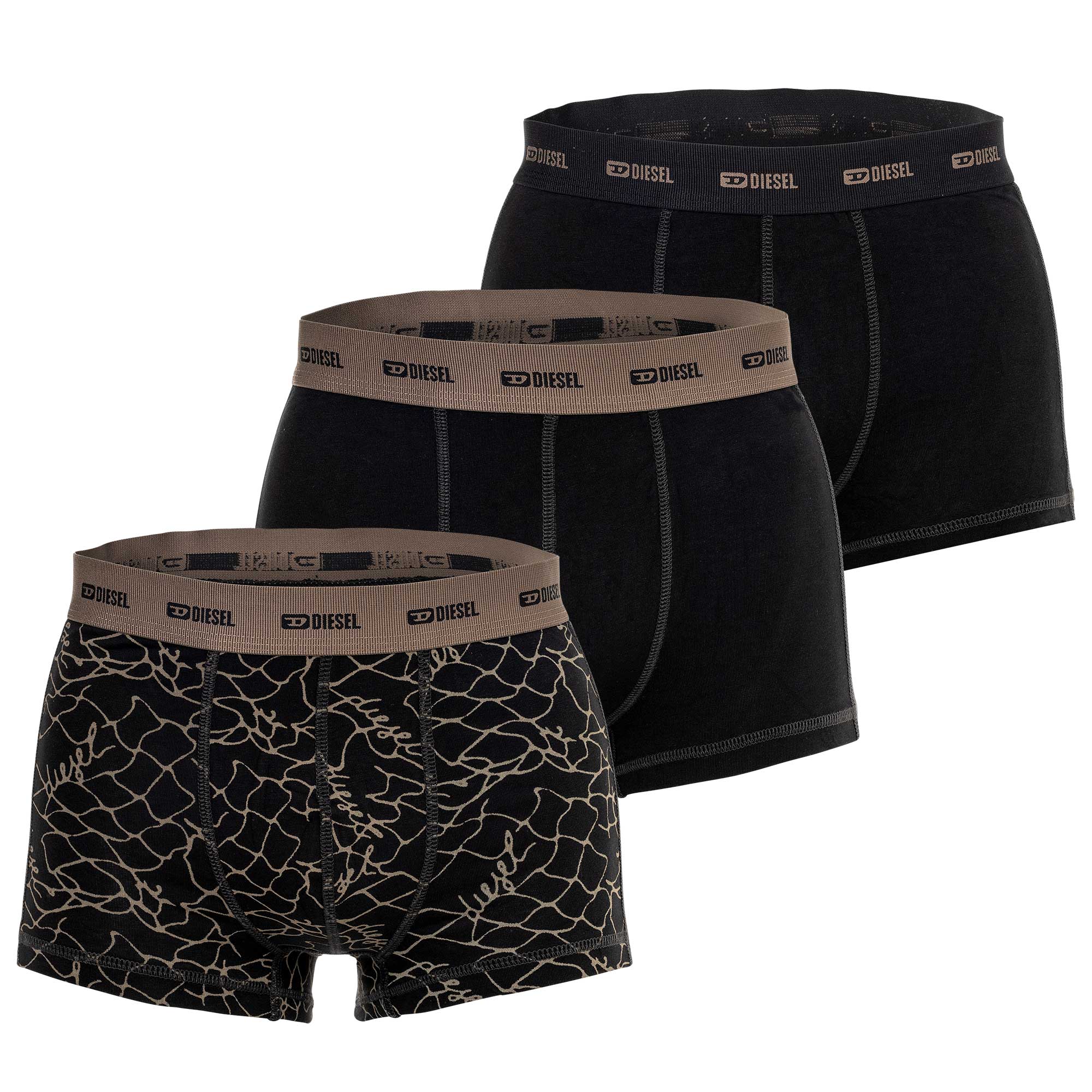 DIESEL Herren Boxershorts, 3er Pack - DAMIEN-UTLT, Trunks, Cotton Stretch, Print