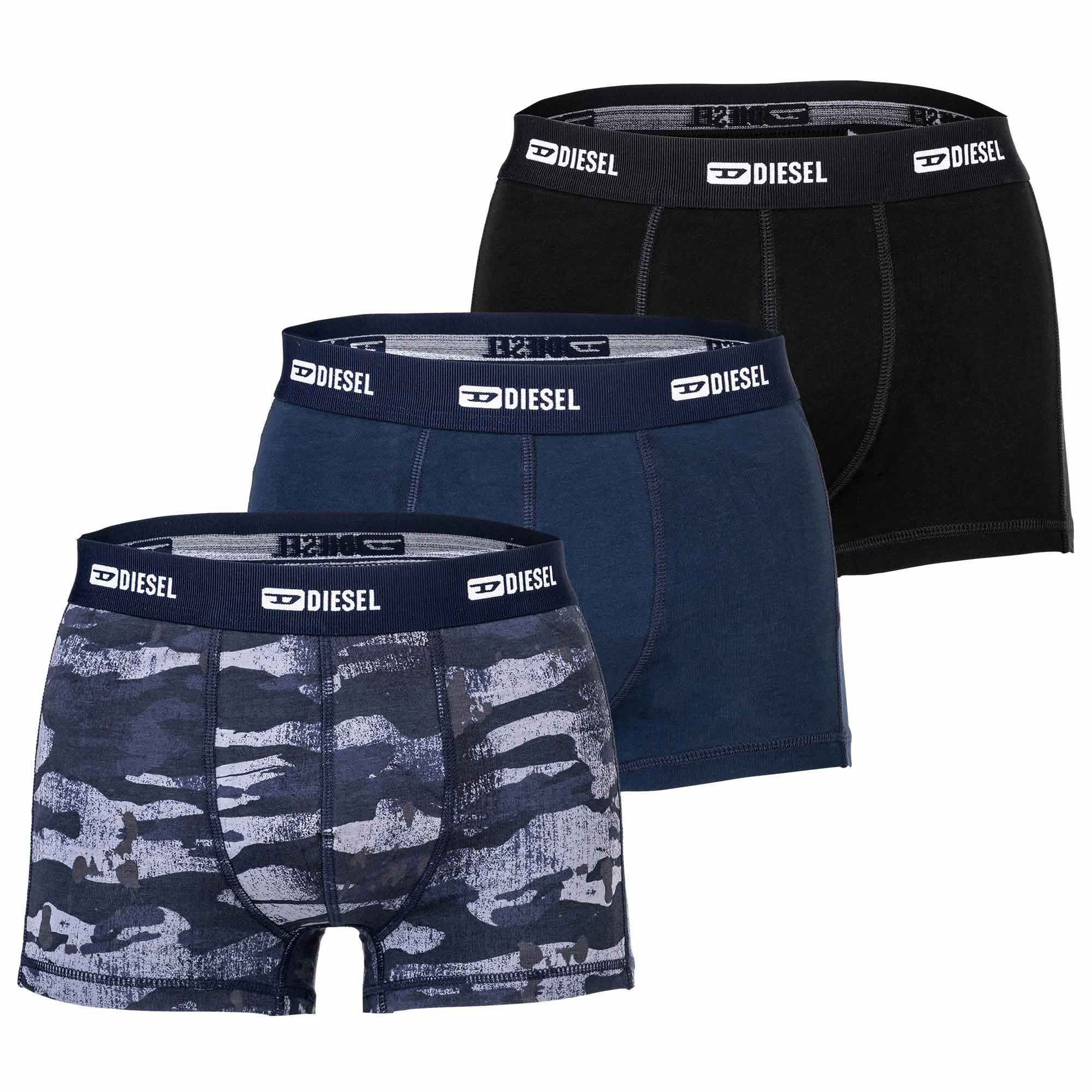 DIESEL Herren Boxershorts, 3er Pack - DAMIEN-UTLT, Cotton Stretch, uni/gemustert
