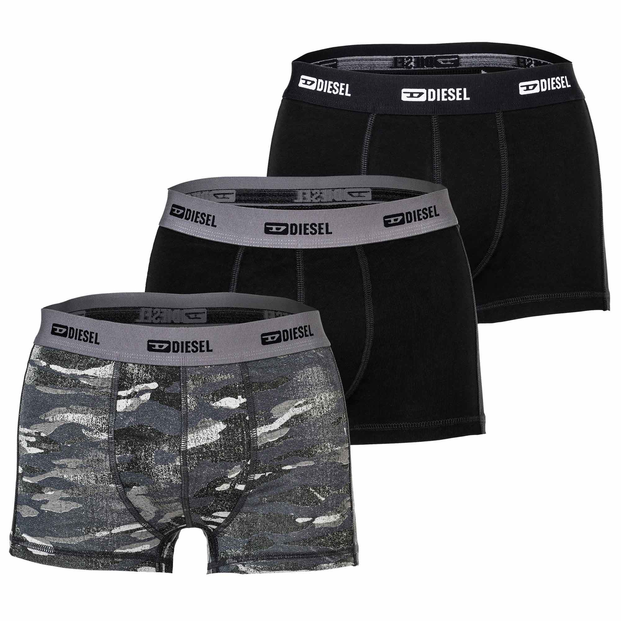 DIESEL Herren Boxershorts, 3er Pack - DAMIEN-UTLT, Cotton Stretch, uni/gemustert
