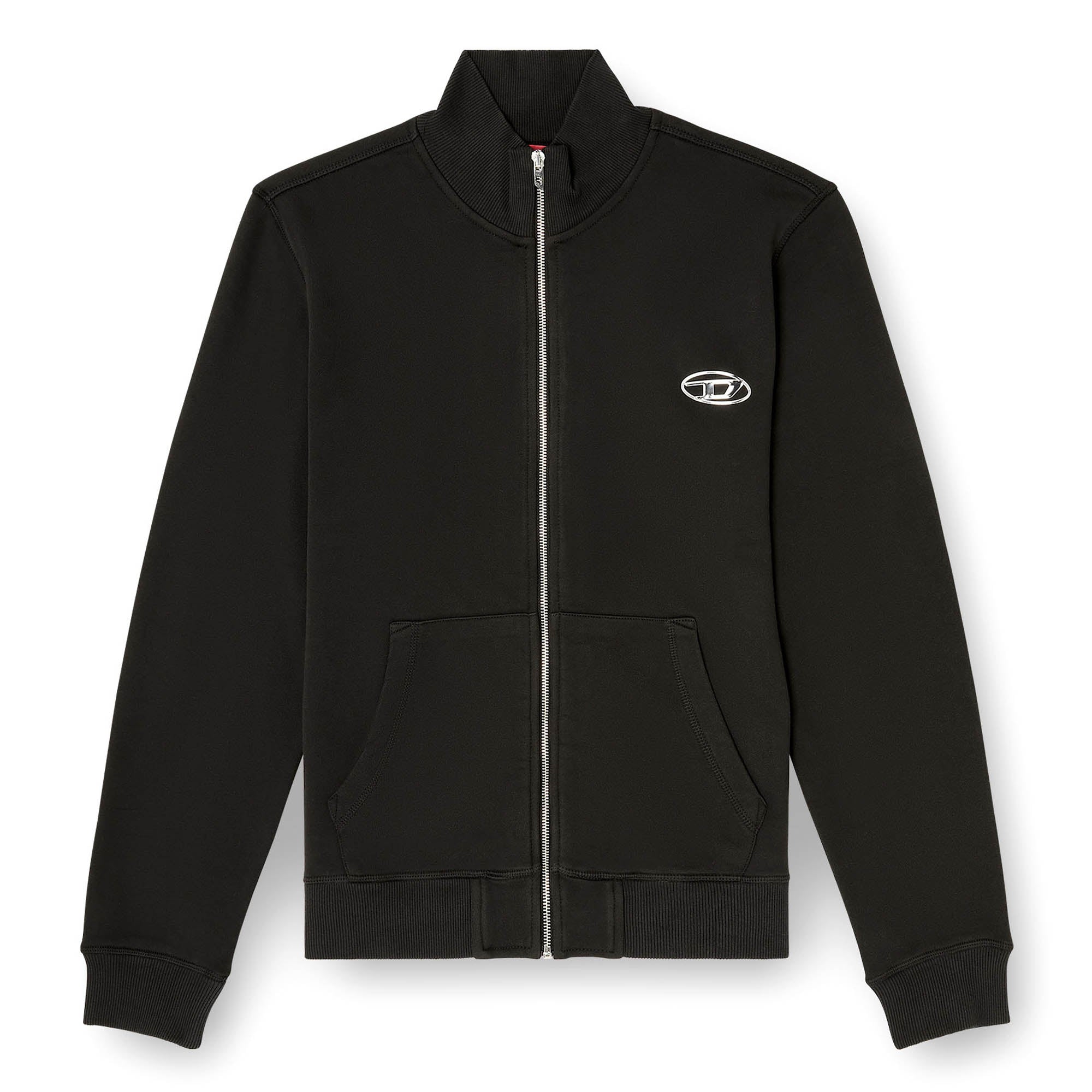 DIESEL Herren Sweatjacke mit Stehkragen - S-GINN-ZIP-IOD, Känguru-Tasche, Fleece, uni