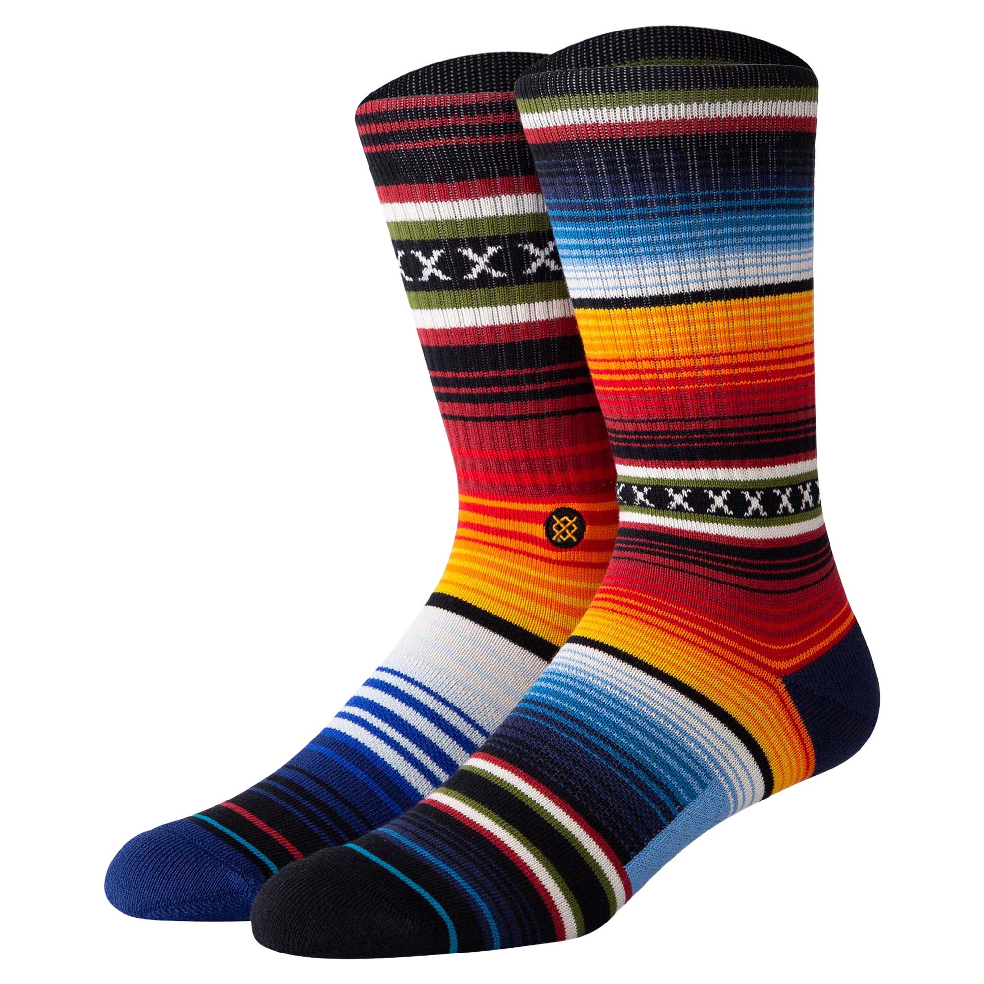 STANCE Unisex Socks - CURREN ST CREW, Stripes, Fair Isle Pattern, Cotton Blend
