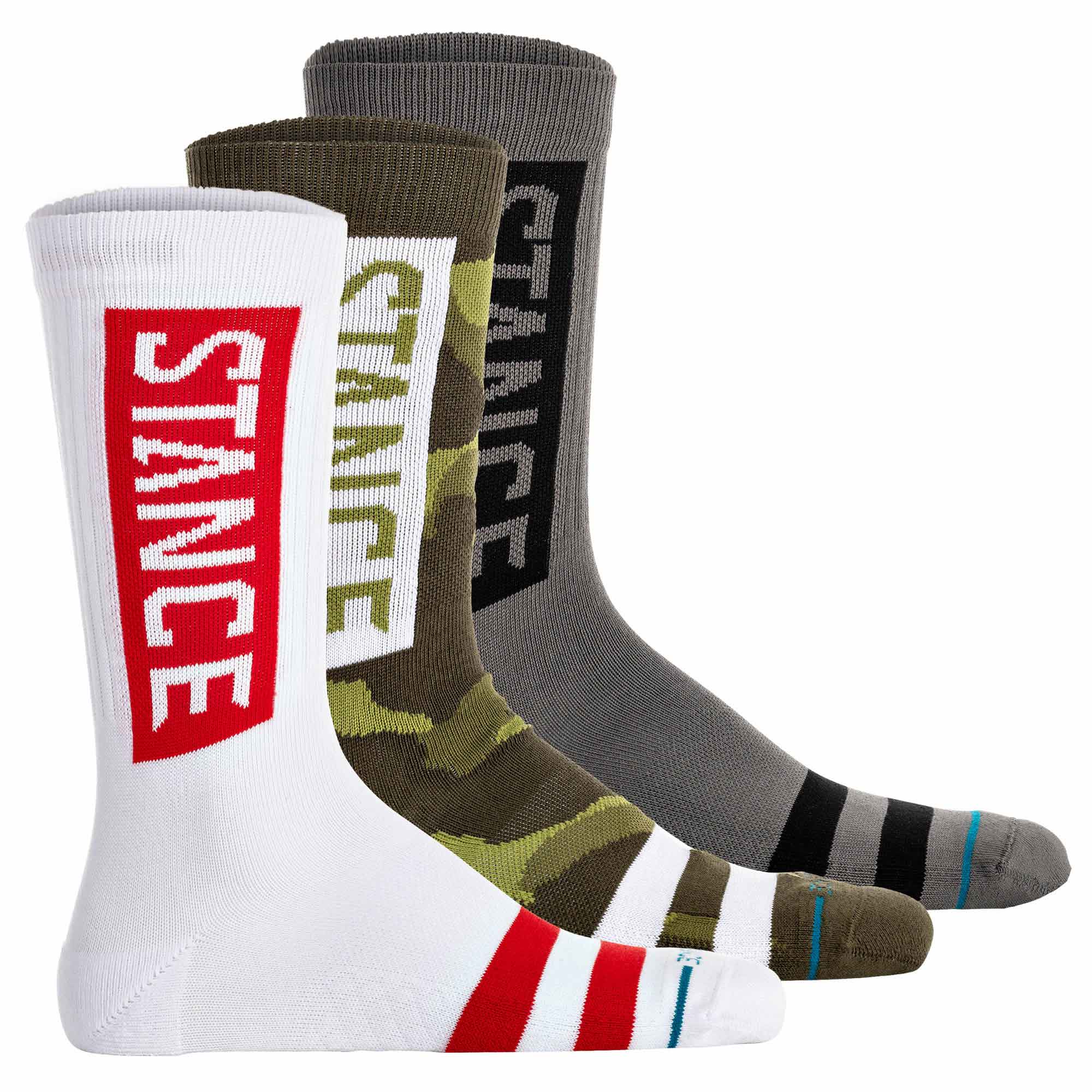 STANCE Unisex Socken 3er Pack - The OG, Logo, Streifen, Crew Socken