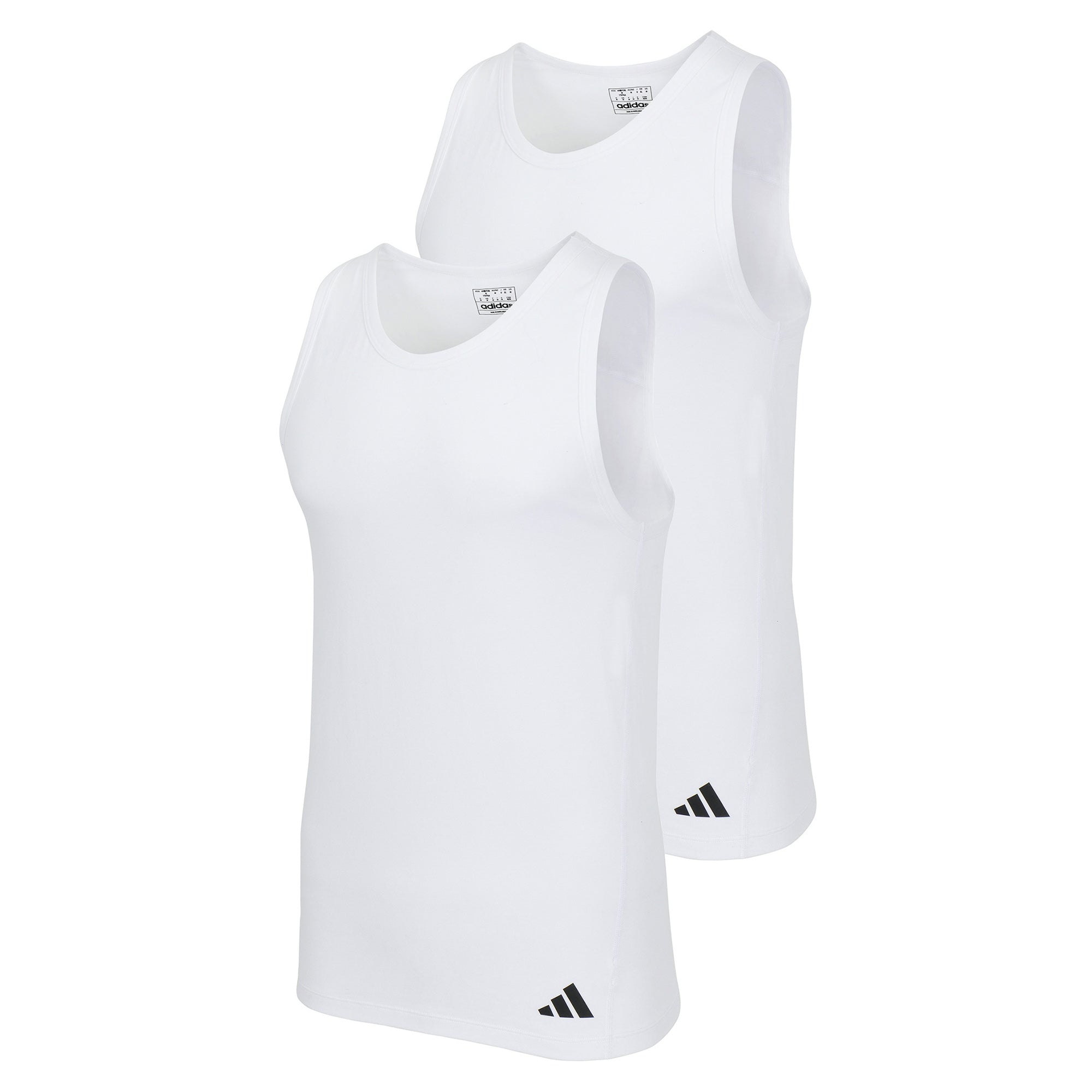 adidas Herren Unterhemden, 2er Pack - Ergonomic Tank Top 2PK, Active Flex Cotton, ärmellos, einfarbig
