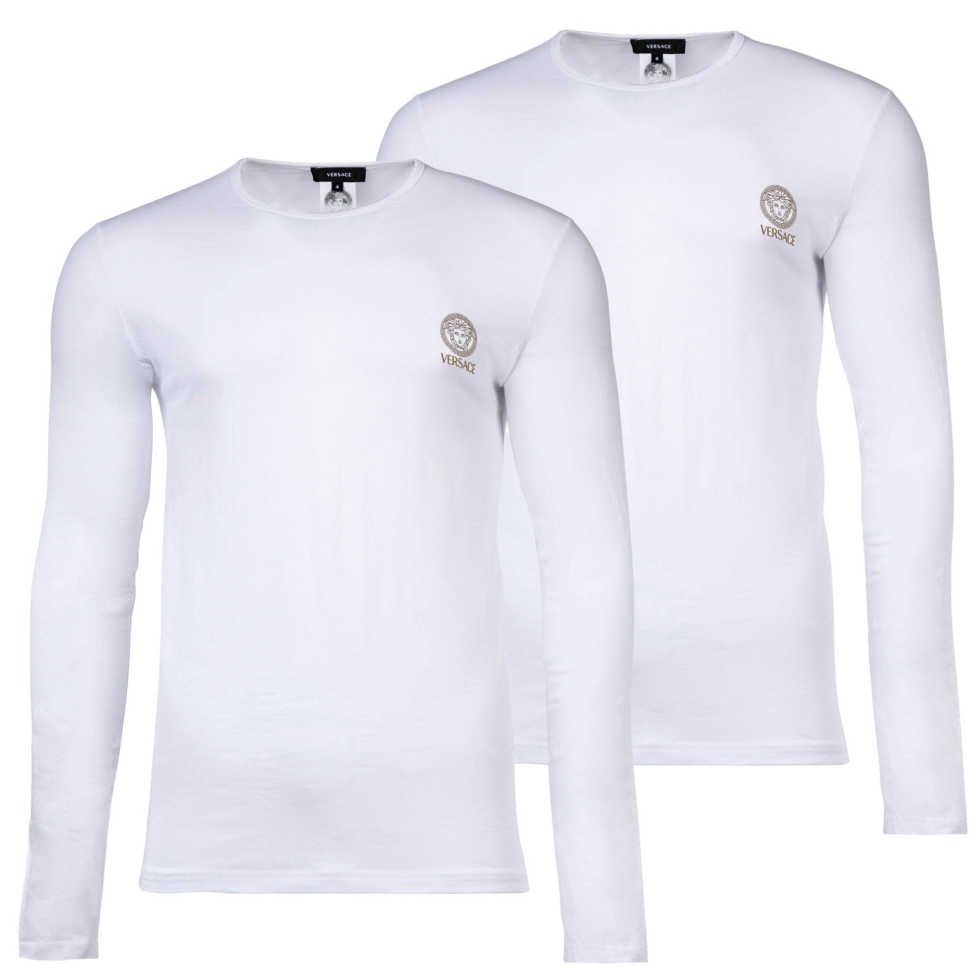 VERSACE Herren Langarmshirt, 2er Pack - TOPEKA, Longsleeve, Rundhals, Organic Cotton, Bi-Stretch