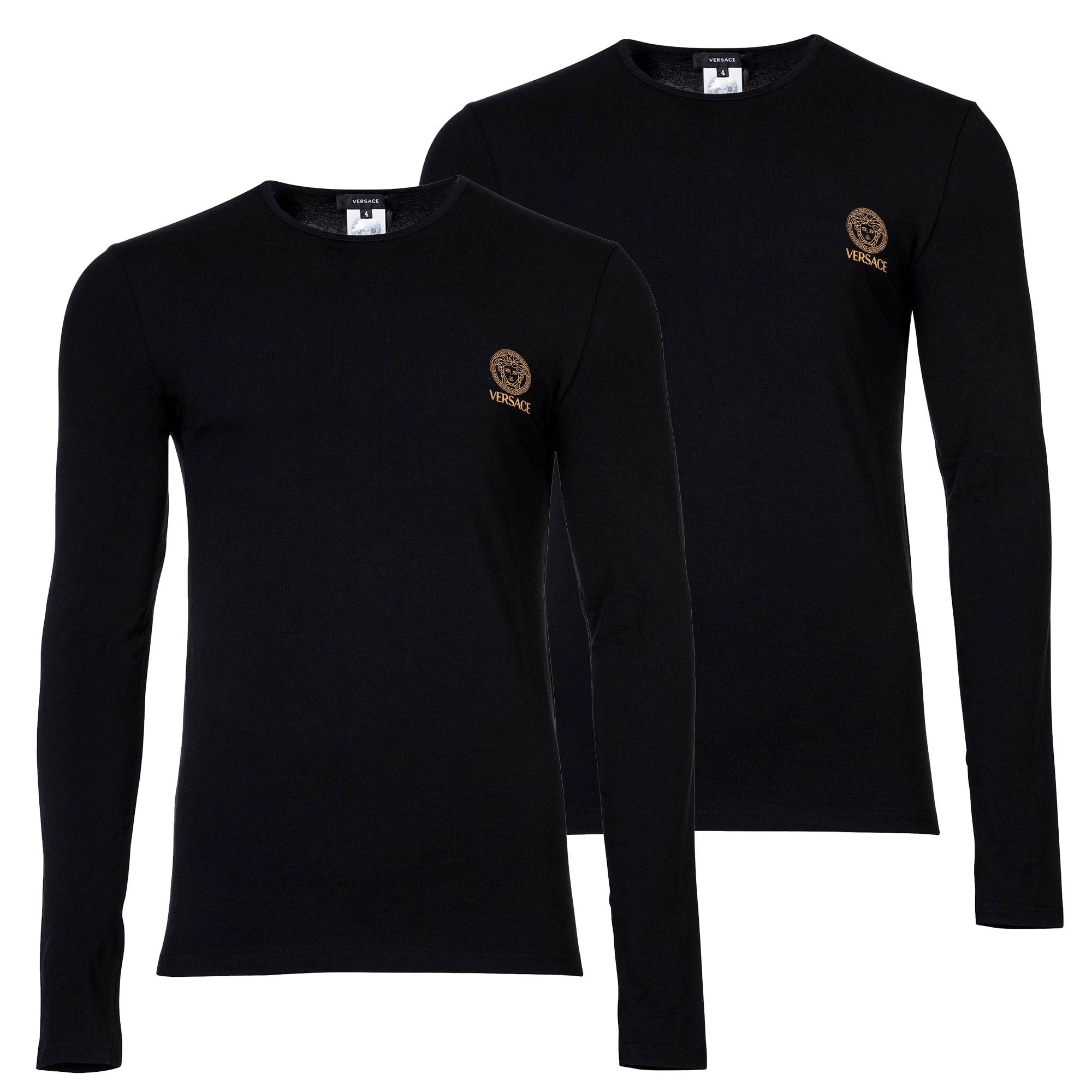 VERSACE Herren Langarmshirt, 2er Pack - TOPEKA, Longsleeve, Rundhals, Organic Cotton, Bi-Stretch