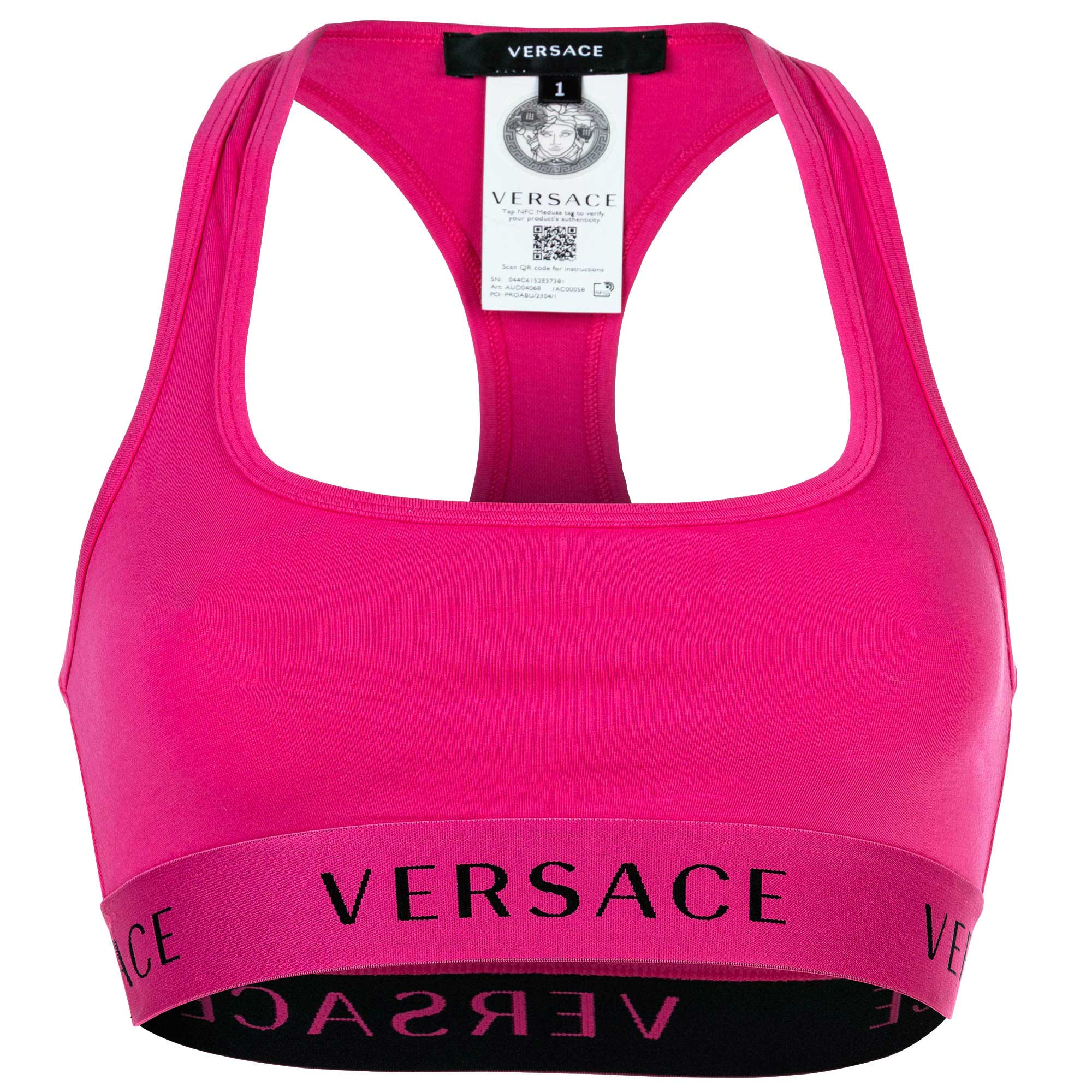 VERSACE Damen Bustier -  Unterwäsche, Bralette Bra, Baumwolle, Logobund, einfarbig