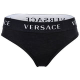 VERSACE Damen Slip - Unterwäsche, Unterhose, Baumwolle, Logobund, einfarbig