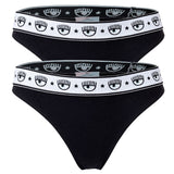 CHIARA FERRAGNI Damen Slip 2er Pack - Brief, Cotton Stretch, Logobund, uni