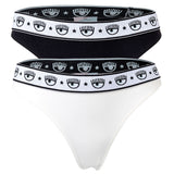 CHIARA FERRAGNI Damen Slip 2er Pack - Brief, Cotton Stretch, Logobund, uni