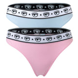 CHIARA FERRAGNI Damen Slip 2er Pack - Brief, Cotton Stretch, Logobund, uni