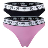 CHIARA FERRAGNI Damen Slip 2er Pack - Brief, Cotton Stretch, Logobund, uni