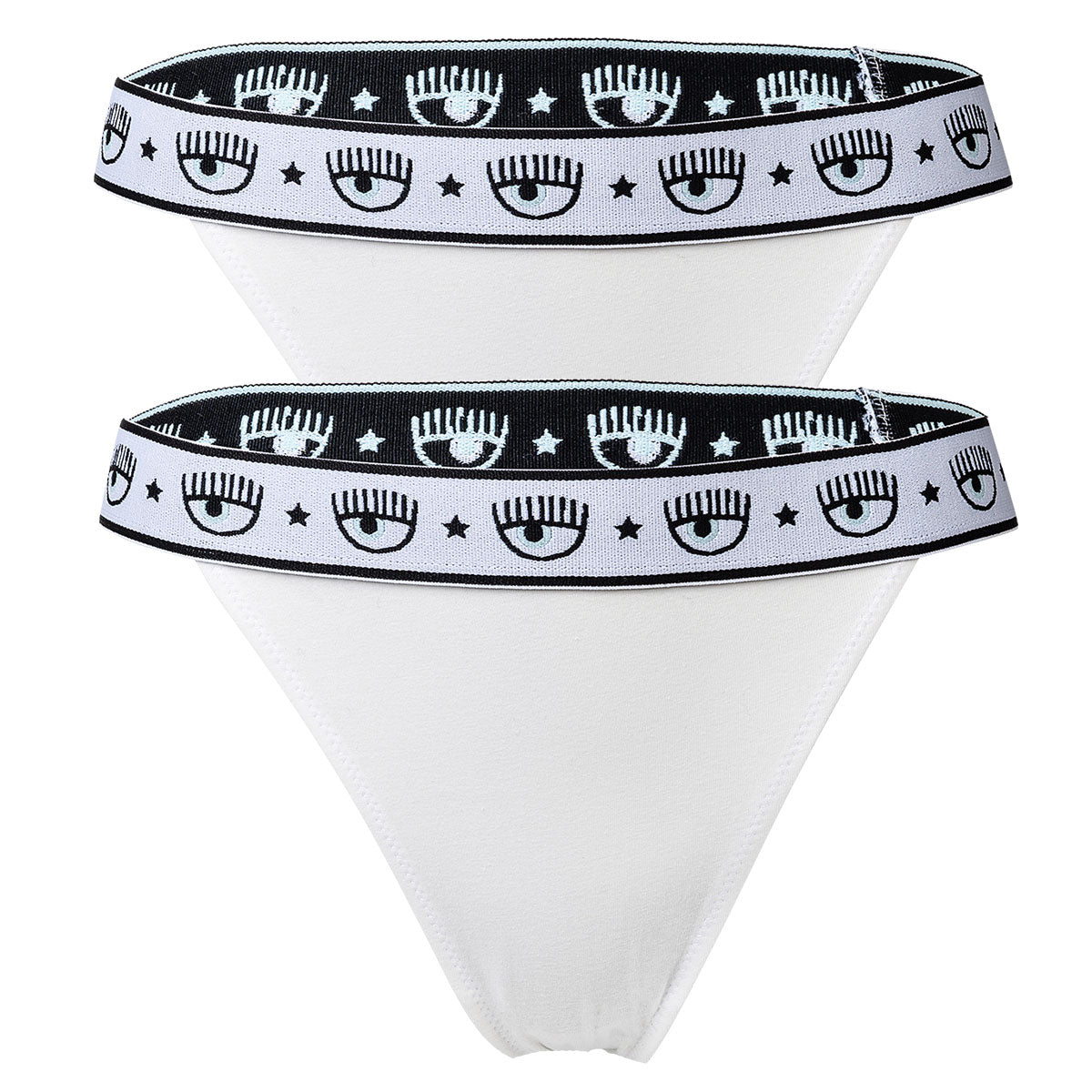 CHIARA FERRAGNI Women's Thong 2-Pack - String, Cotton Stretch, Logo Waistband, uni