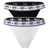 CHIARA FERRAGNI Women's Thong 2-Pack - String, Cotton Stretch, Logo Waistband, uni