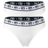 CHIARA FERRAGNI Women's Brazilian Brief 2-Pack - Panties, Cotton Stretch, Logo Waistband, uni