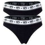 CHIARA FERRAGNI Damen Brazilian Brief 2er Pack - Slip, Cotton Stretch, Logobund, uni