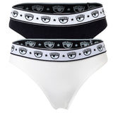 CHIARA FERRAGNI Women's Brazilian Brief 2-Pack - Panties, Cotton Stretch, Logo Waistband, uni