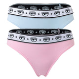 CHIARA FERRAGNI Damen Brazilian Brief 2er Pack - Slip, Cotton Stretch, Logobund, uni
