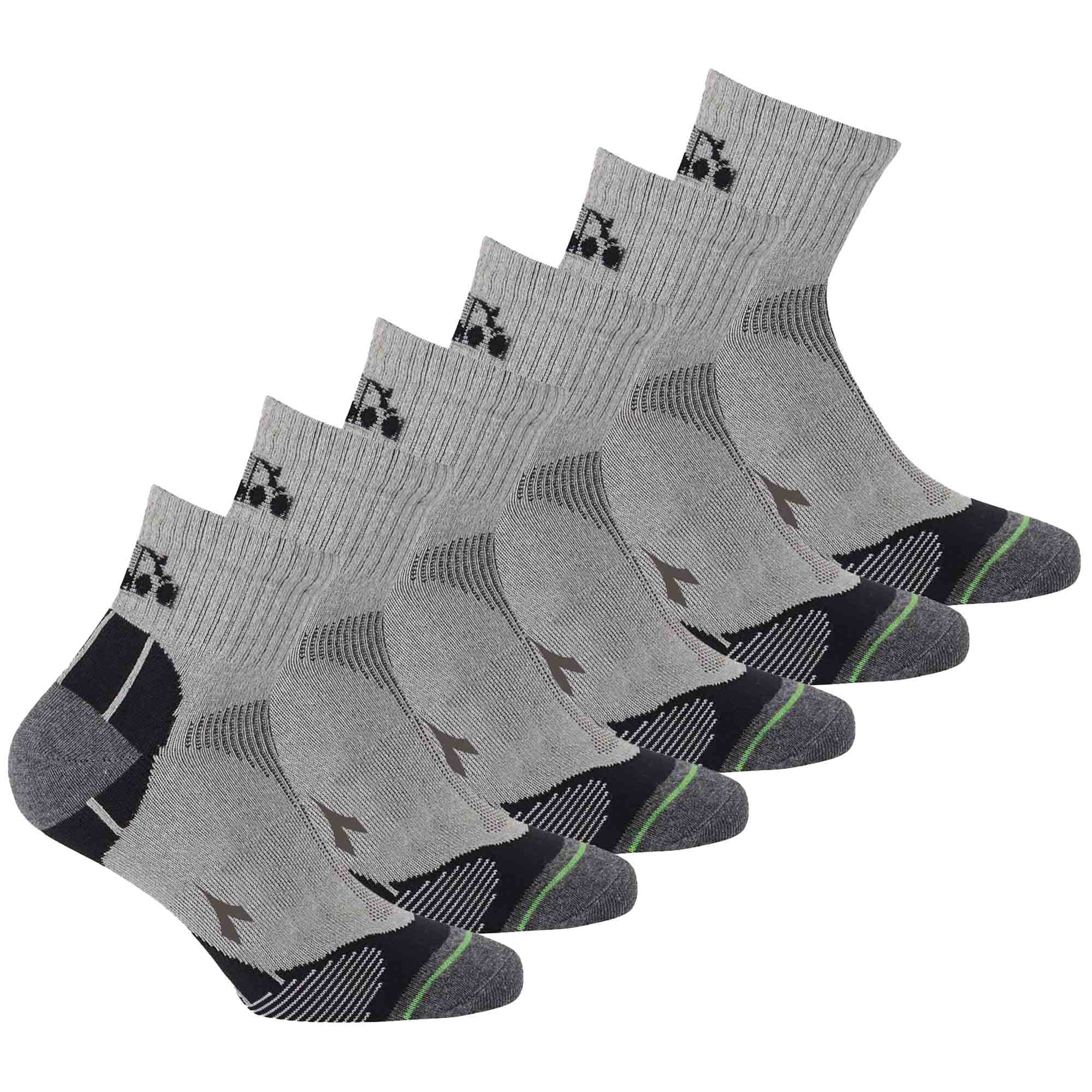 Diadora Unisex Quarter Sportsocken, 6er Pack - Socken, Logo, Muster