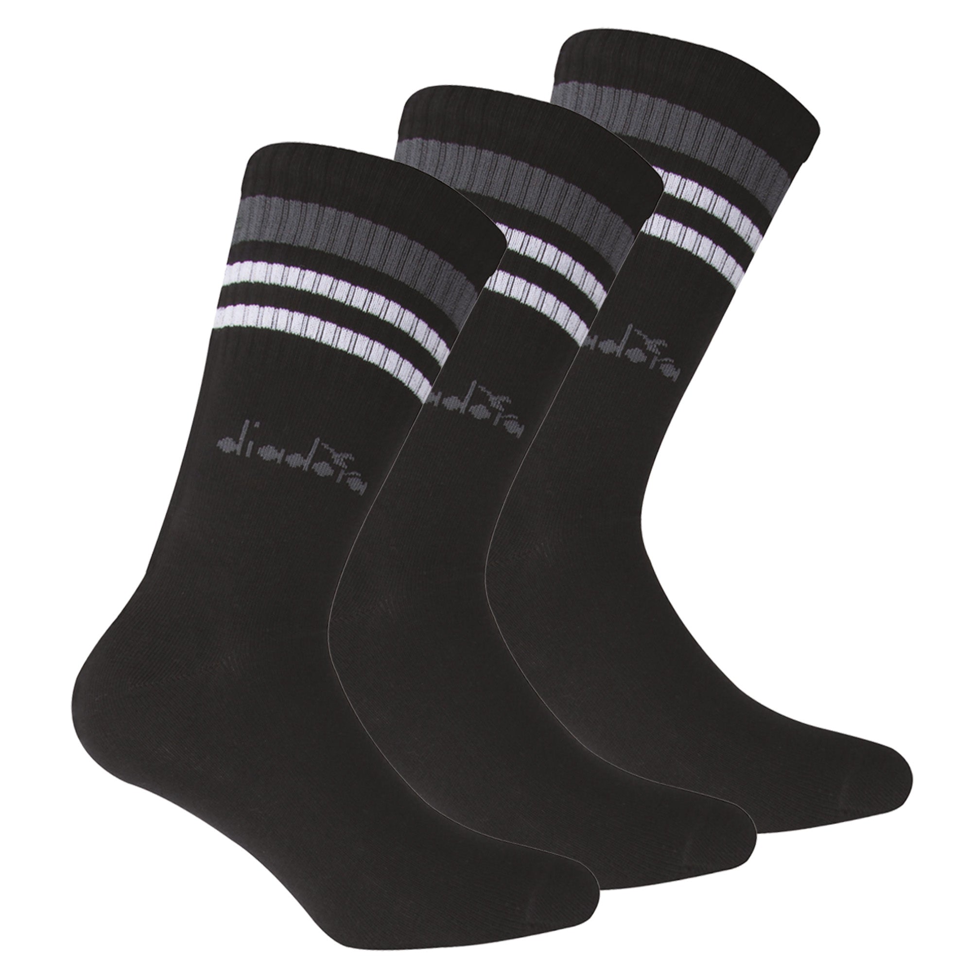 Diadora Unisex Tennissocken - 3er Pack, Logo, Streifen
