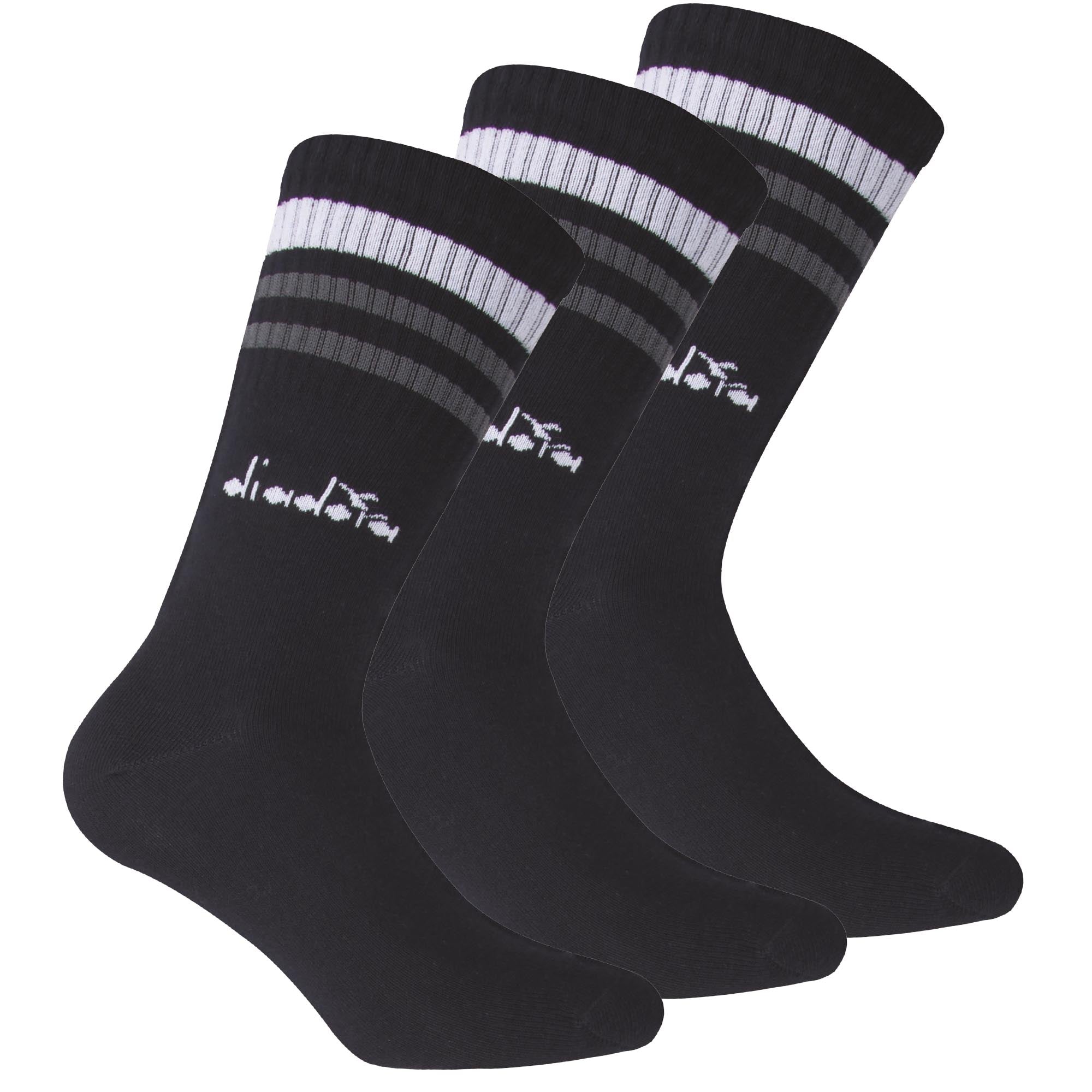 Diadora Unisex Tennissocken - 3er Pack, Logo, Streifen
