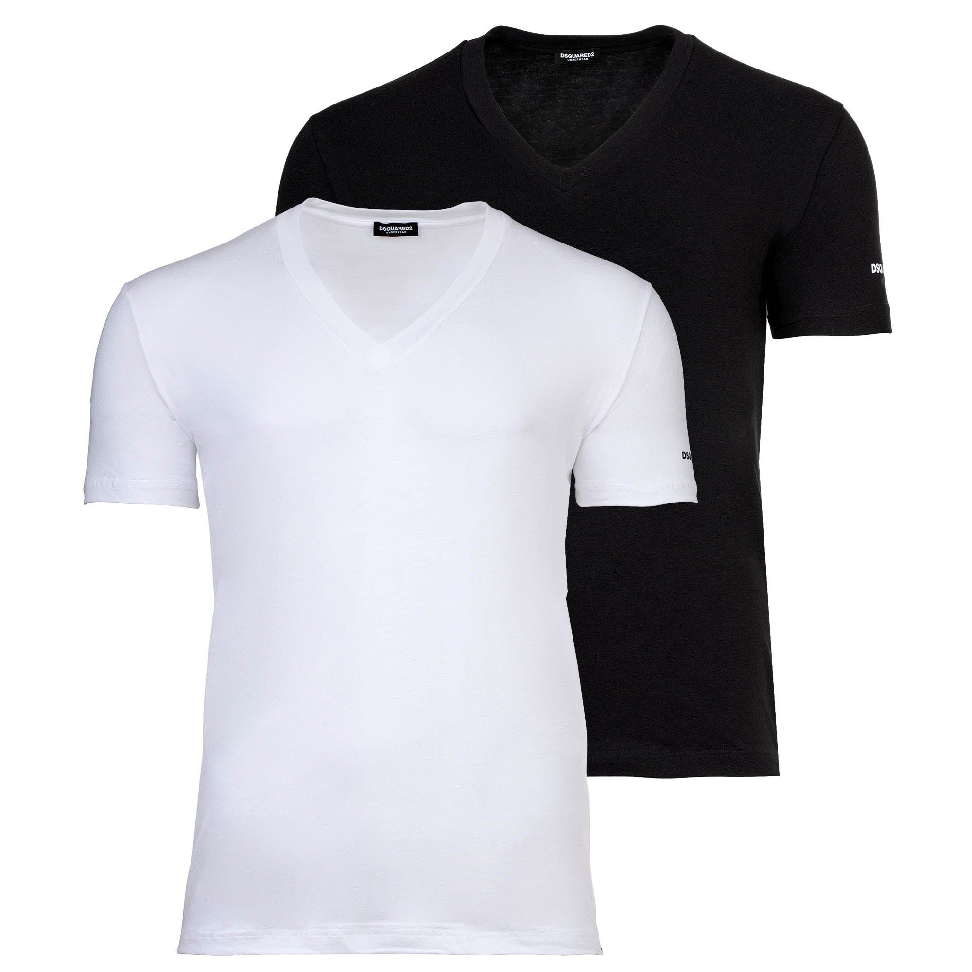 DSQUARED2 Herren T-Shirts, 2er Pack - Twin Pack V-Neck T-Shirt, V-Ausschnitt, Cotton Stretch