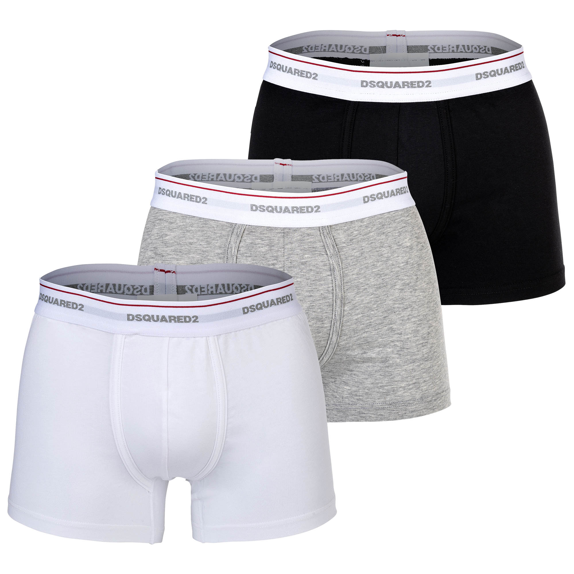 DSQUARED2 Herren Boxershorts, 3er Pack - 3-Pack Trunk, Cotton Stretch, Logobund