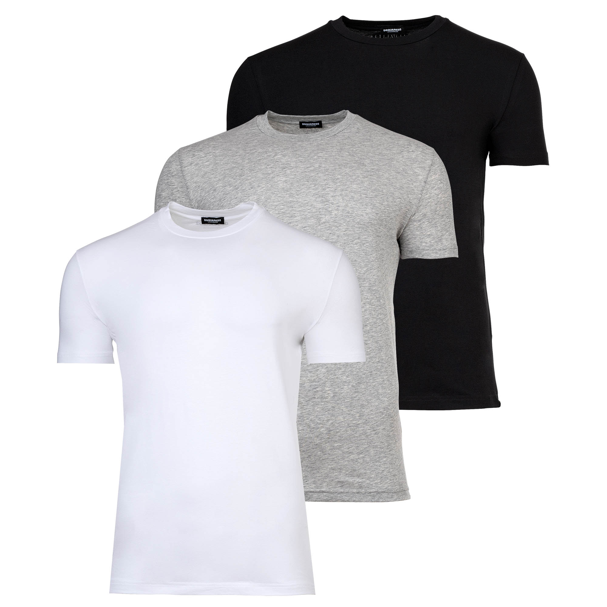 DSQUARED2 Herren T-Shirts, 3er Pack - 3-Pack T-Shirt, Rundhals-Ausschnitt, Cotton Stretch