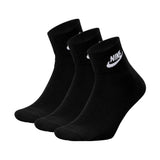 NIKE Unisex Quarter Socken, 3er Pack - Everyday Essential Stripe, Sportsocken, Logo, einfarbig