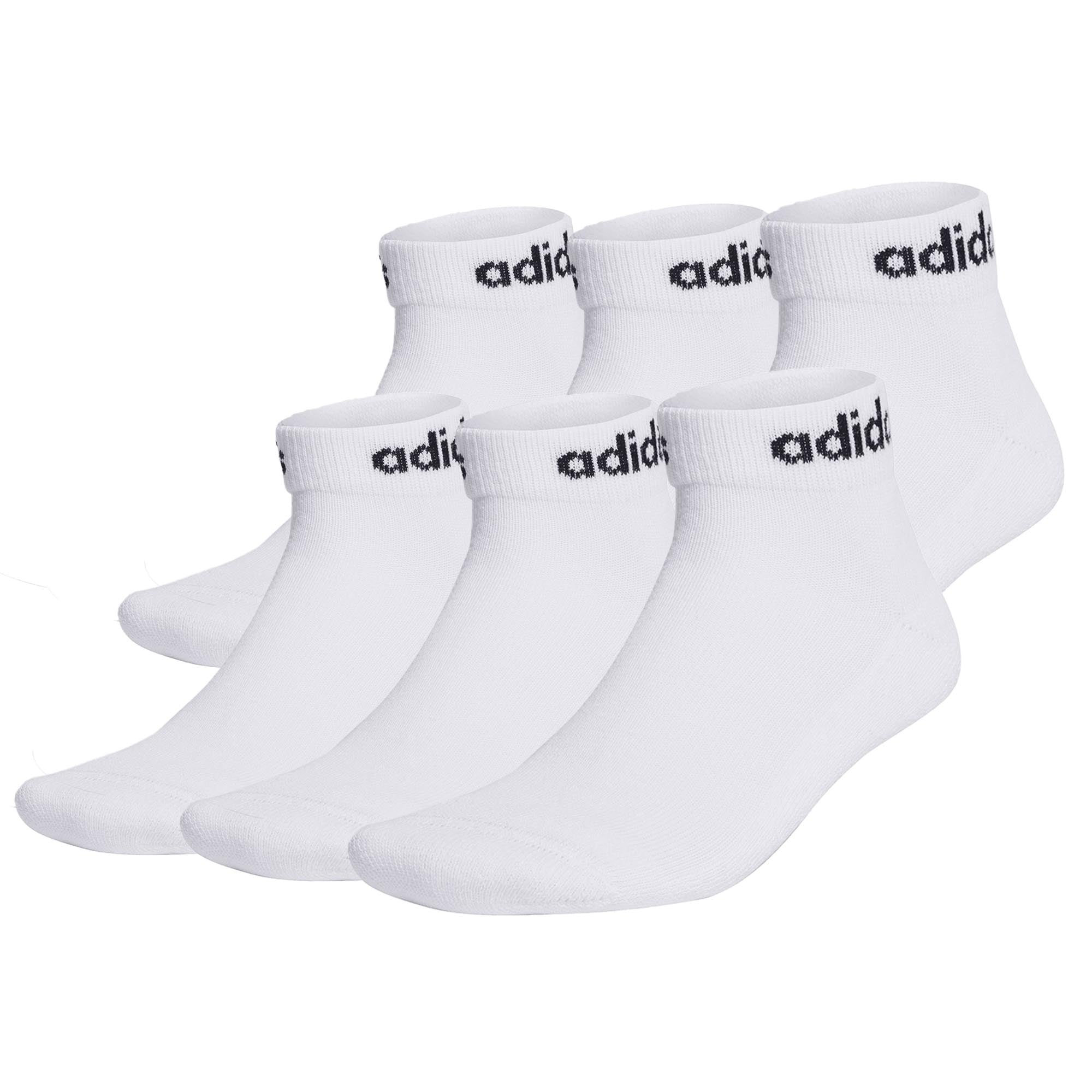 adidas Unisex Quarter Socken, 6er Pack - Linear Cushioned Ankle, Logo, gepolstert, einfarbig
