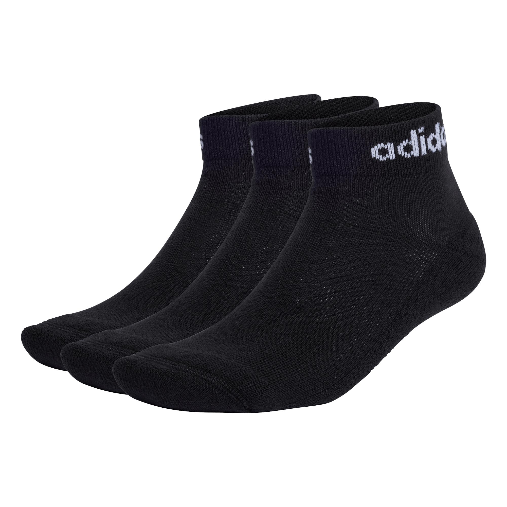 adidas Unisex Quarter Socks, 3-pack - Linear Cushioned Ankle, logo, padded, solid color