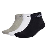 adidas Unisex Quarter Socks, 3-pack - Linear Cushioned Ankle, logo, padded, solid color