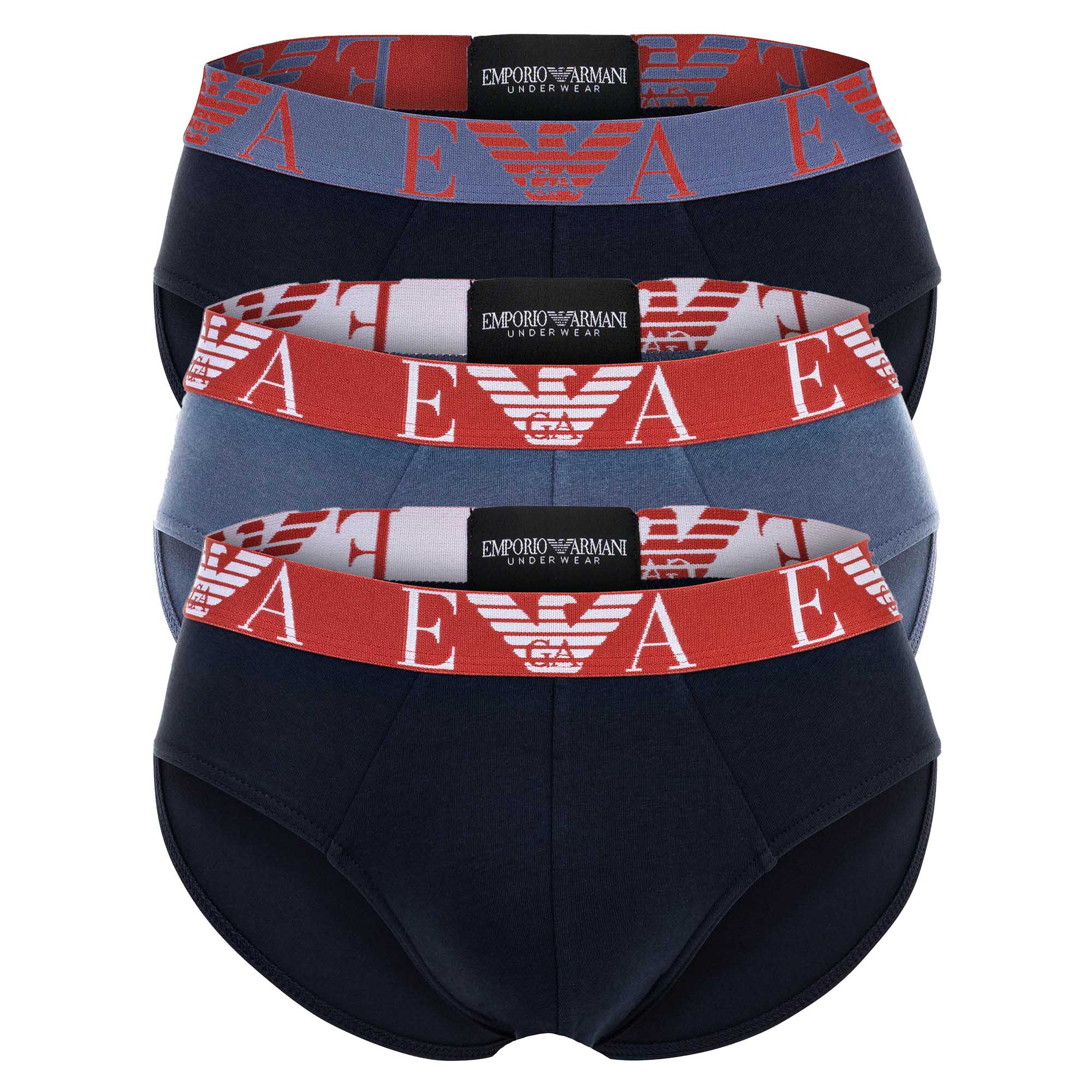 EMPORIO ARMANI Men's Briefs 3 Pack - BOLD MONOGRAM, Briefs, Stretch Cotton