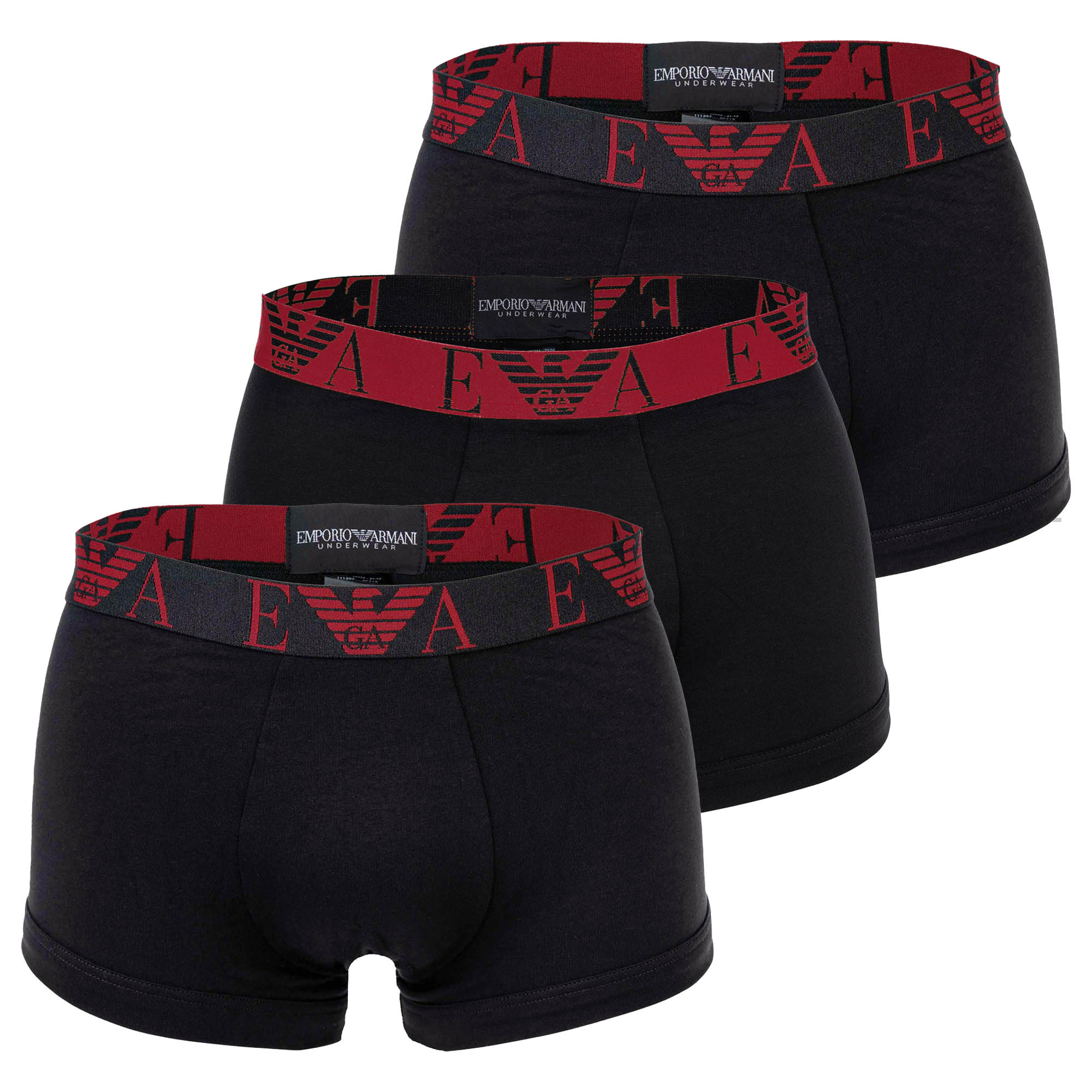 EMPORIO ARMANI Herren Trunks, 3er Pack - BOLD MONOGRAM, Shorts, Stretch Cotton