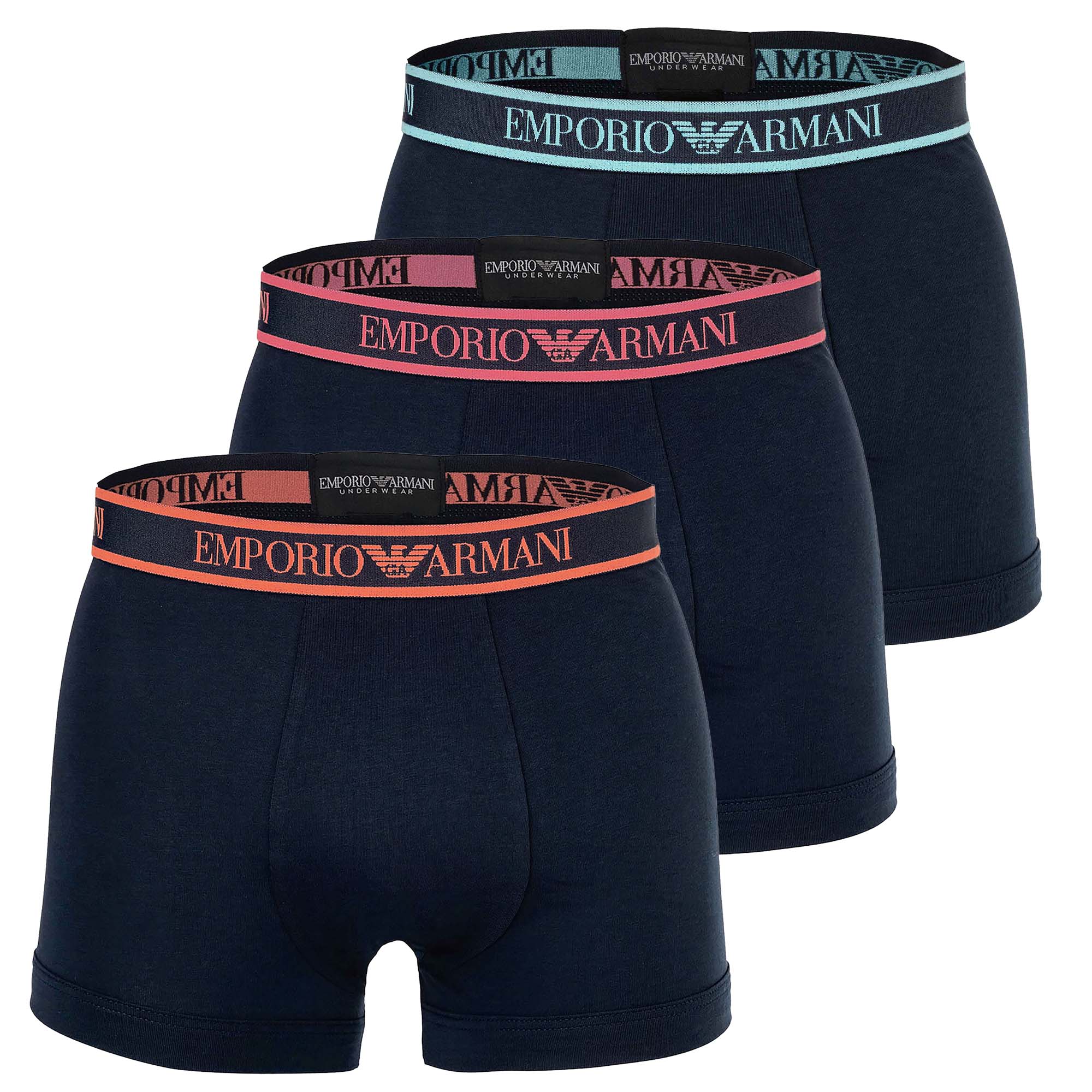 EMPORIO ARMANI Herren Trunks, 3er Pack - CORE LOGOBAND, Shorts, Stretch Cotton