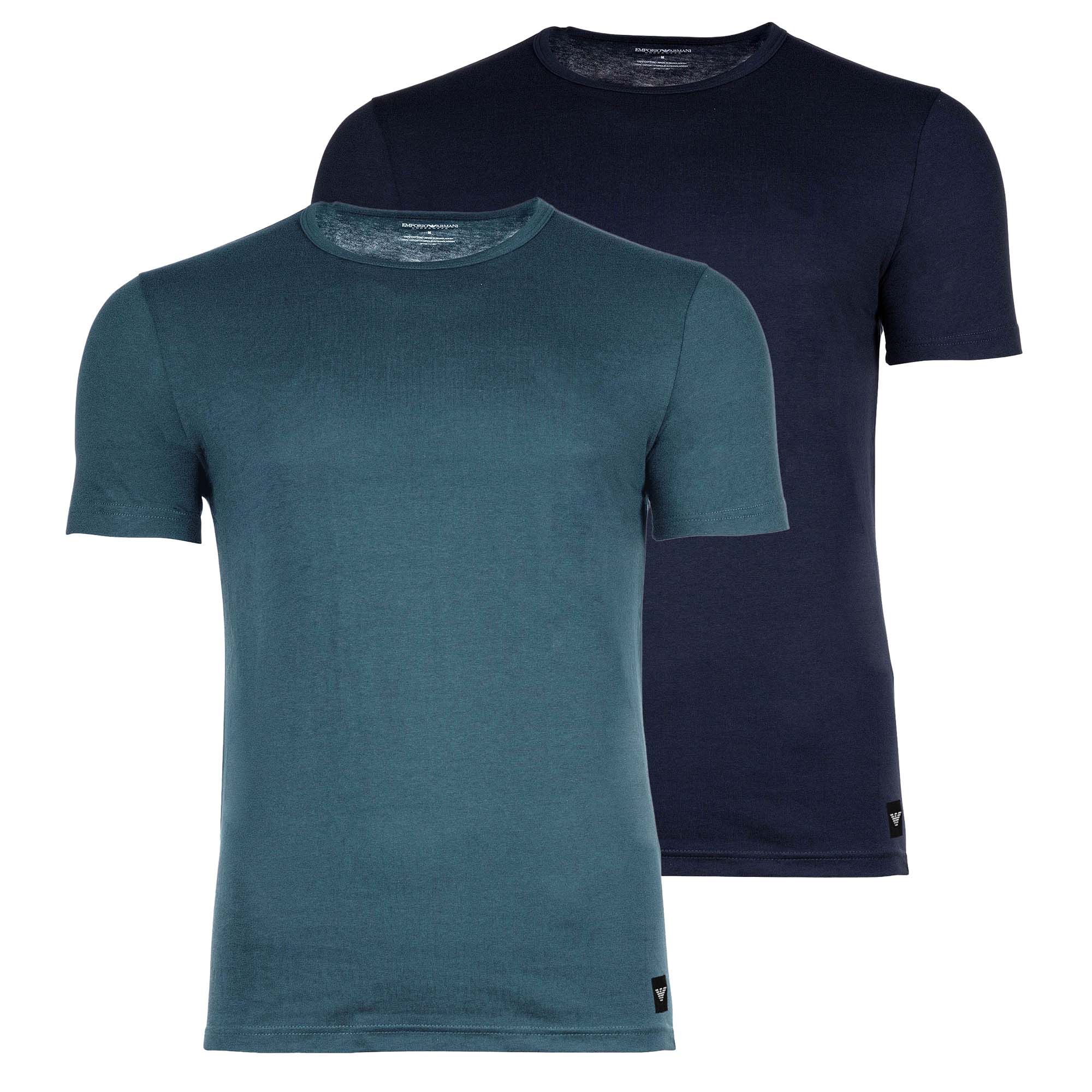 EMPORIO ARMANI men's T-shirt, 2-pack - ESSENTIAL LOGOLABEL, round neck, stretch cotton