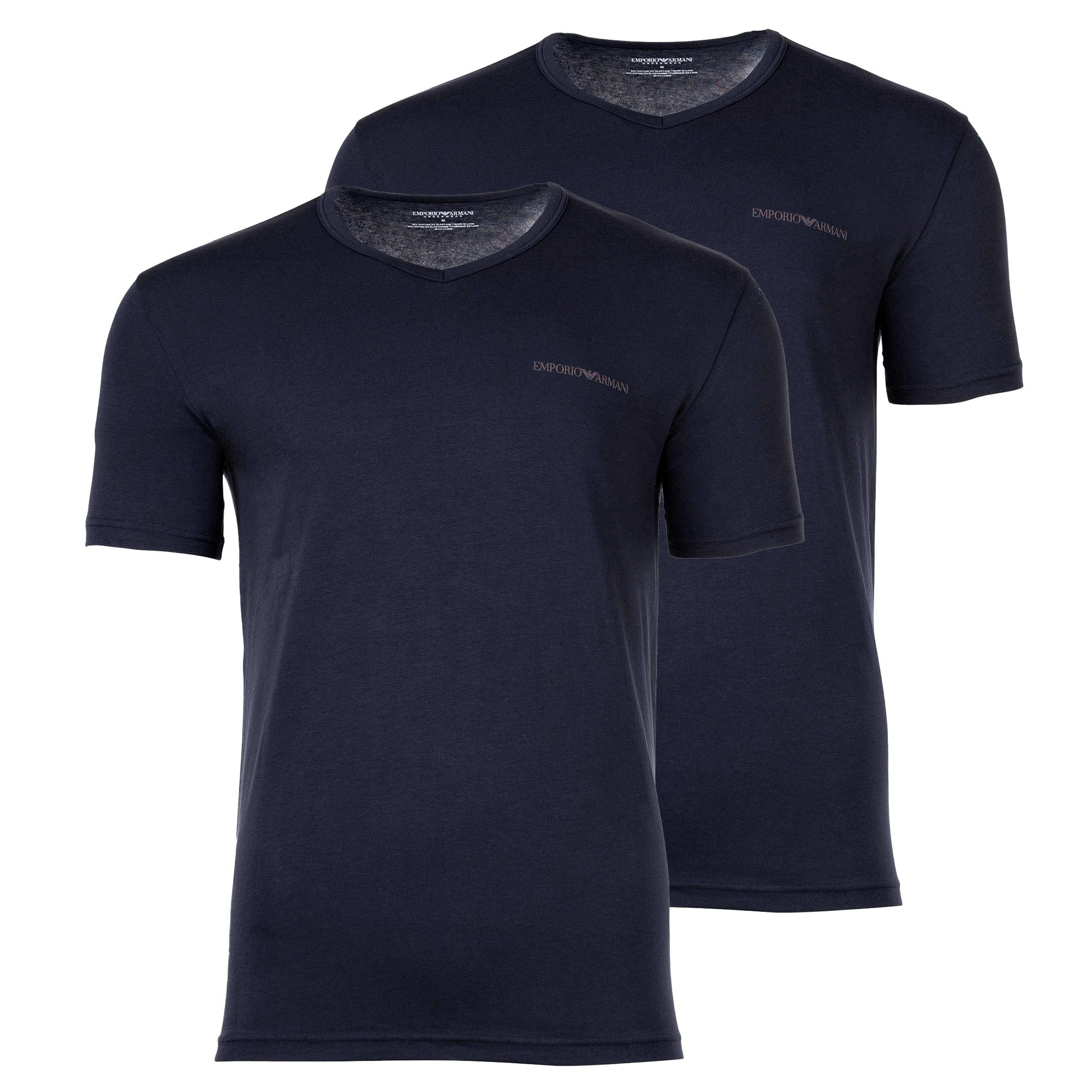 EMPORIO ARMANI Herren T-Shirt, 2er Pack - CORE LOGOBAND, V-Neck, Regular Fit, Stretch Cotton