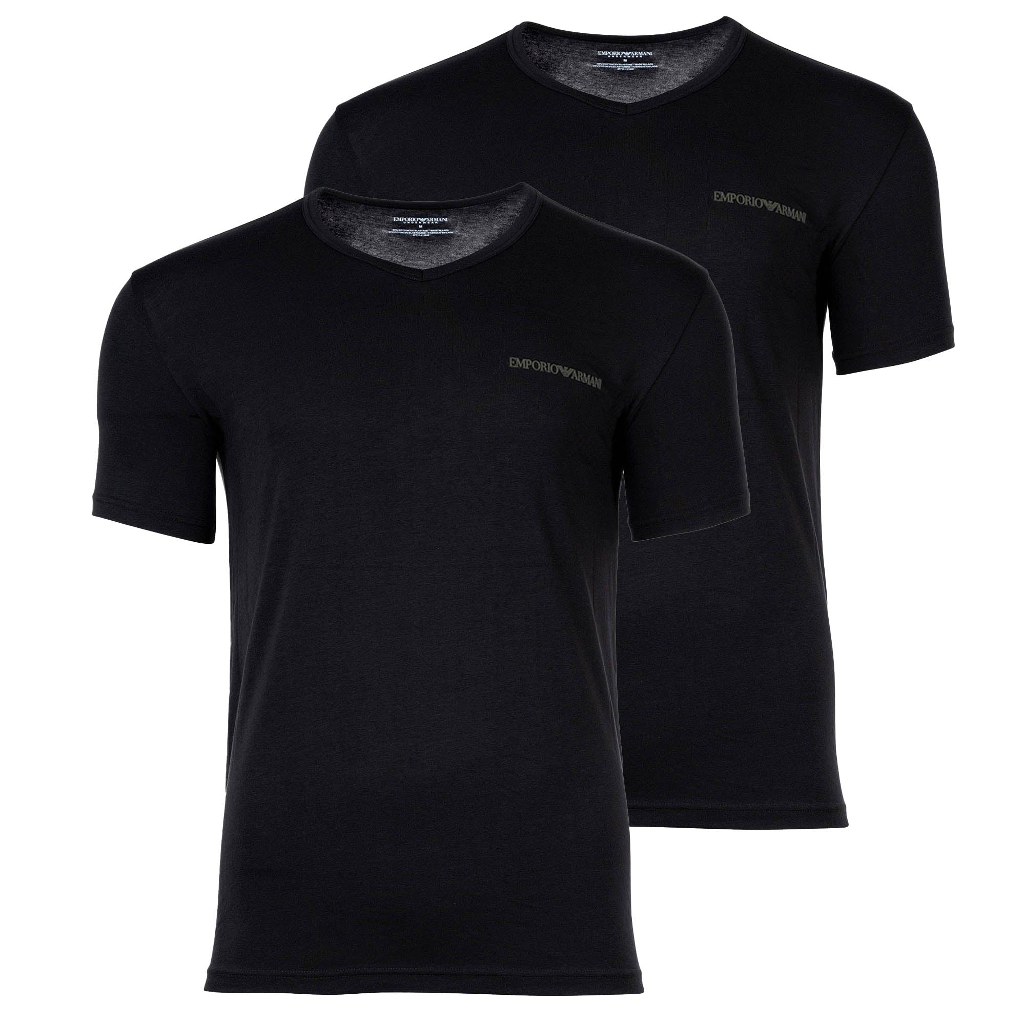 EMPORIO ARMANI Herren T-Shirt, 2er Pack - CORE LOGOBAND, V-Neck, Regular Fit, Stretch Cotton