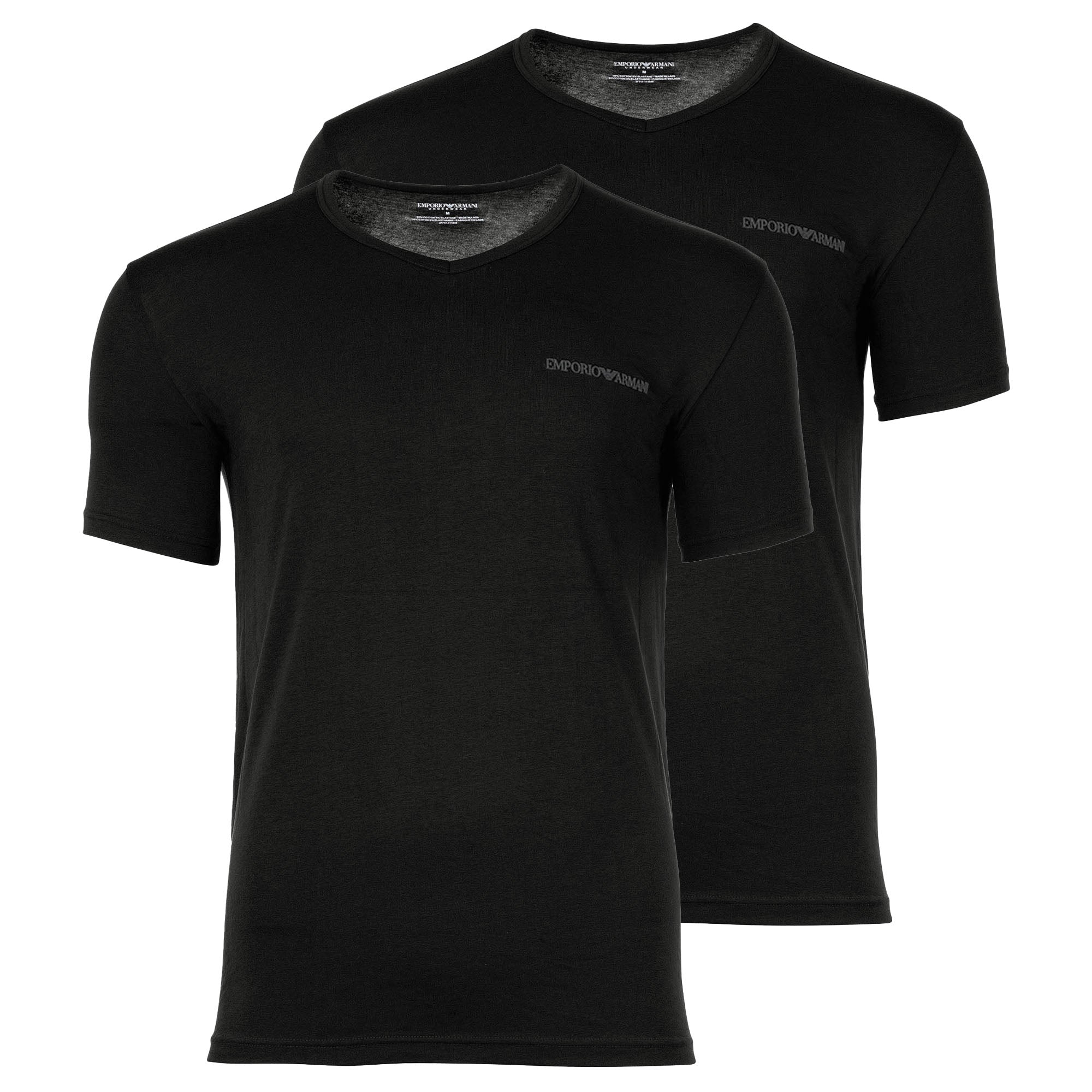 EMPORIO ARMANI Herren T-Shirt, 2er Pack - CORE LOGOBAND, V-Neck, Regular Fit, Stretch Cotton