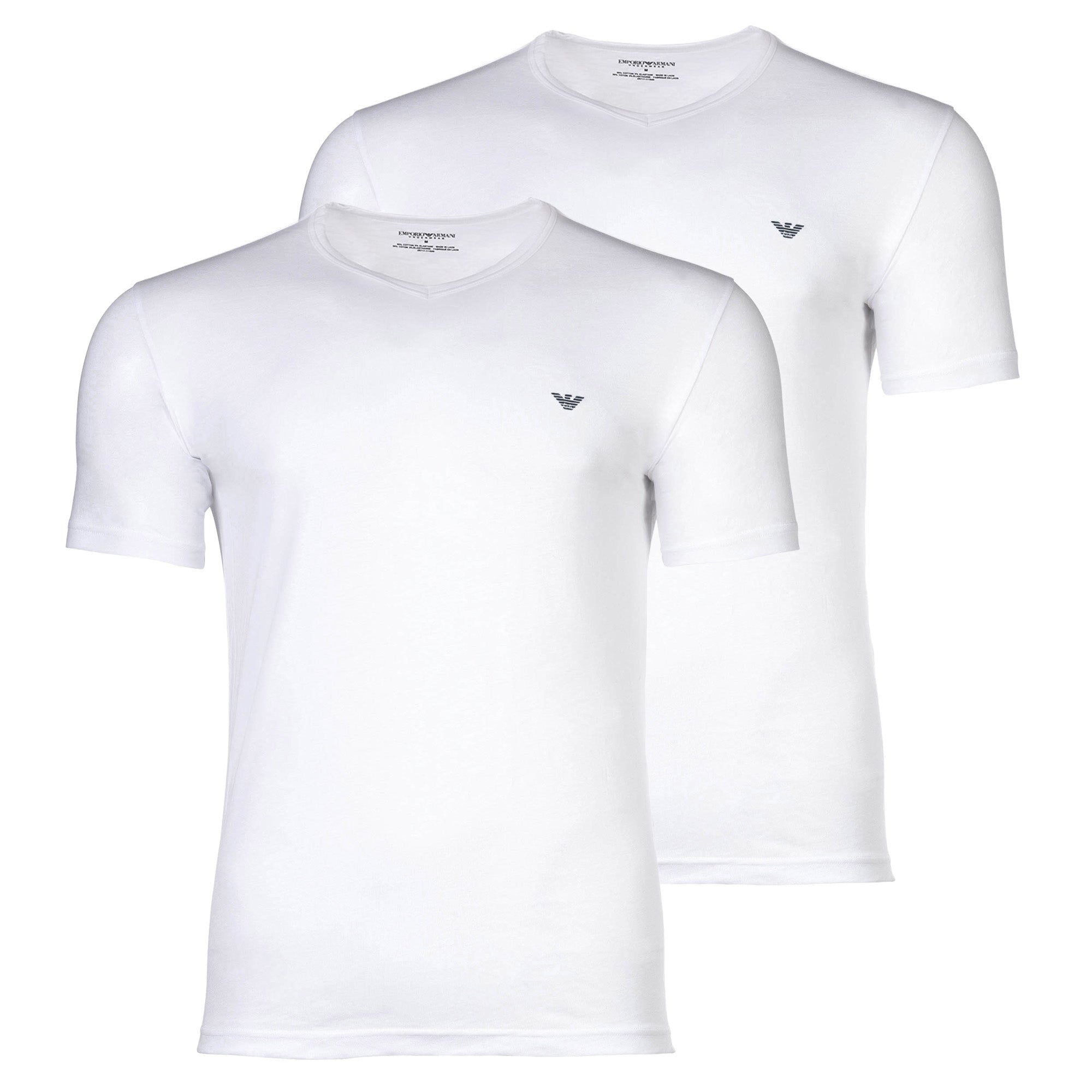 EMPORIO ARMANI Men's T-shirt, 2-pack - CORE LOGOBAND, V-neck, regular fit, stretch cotton